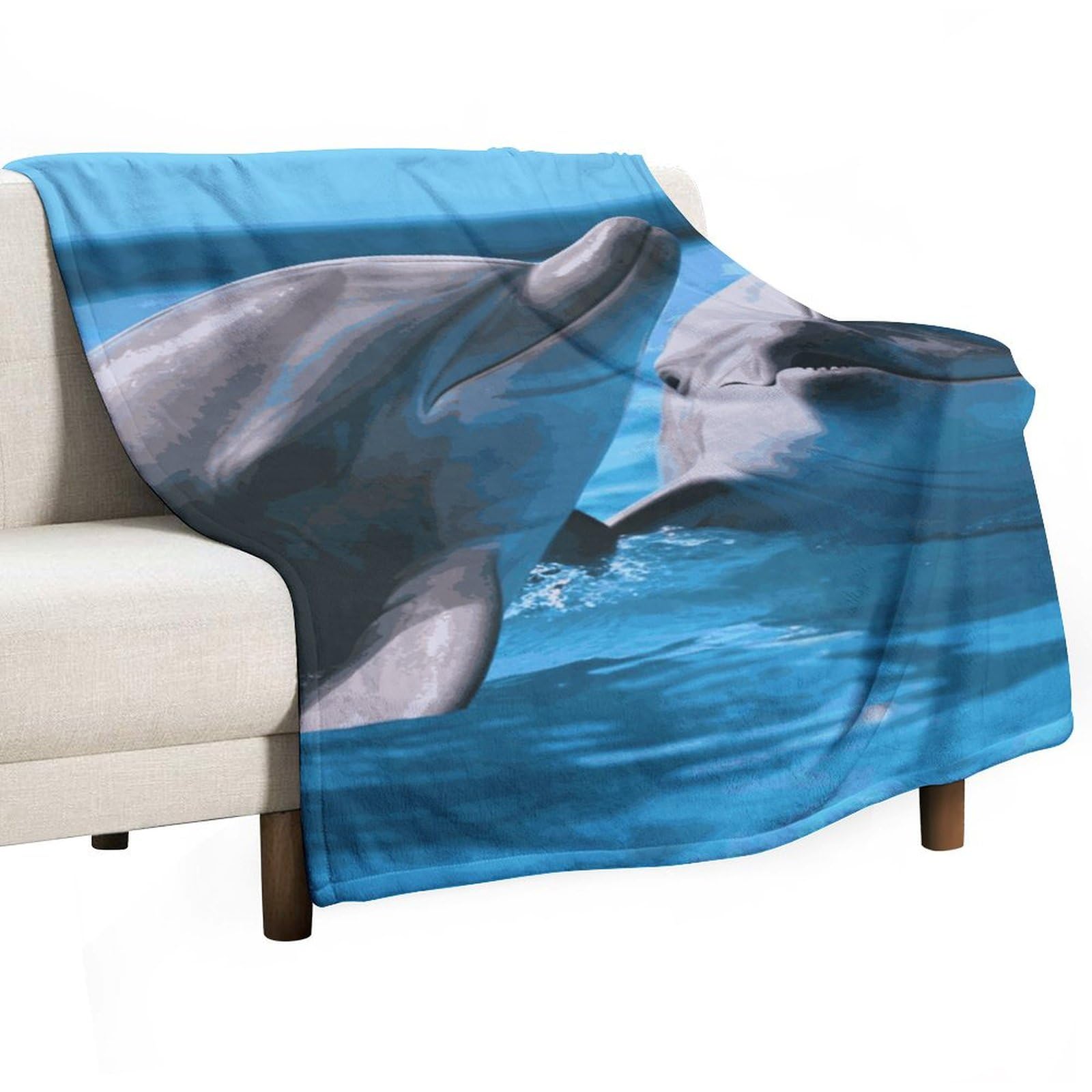 Couverture polaire en flanelle dauphins 76x127 cm douce et légère pour toutes saisons