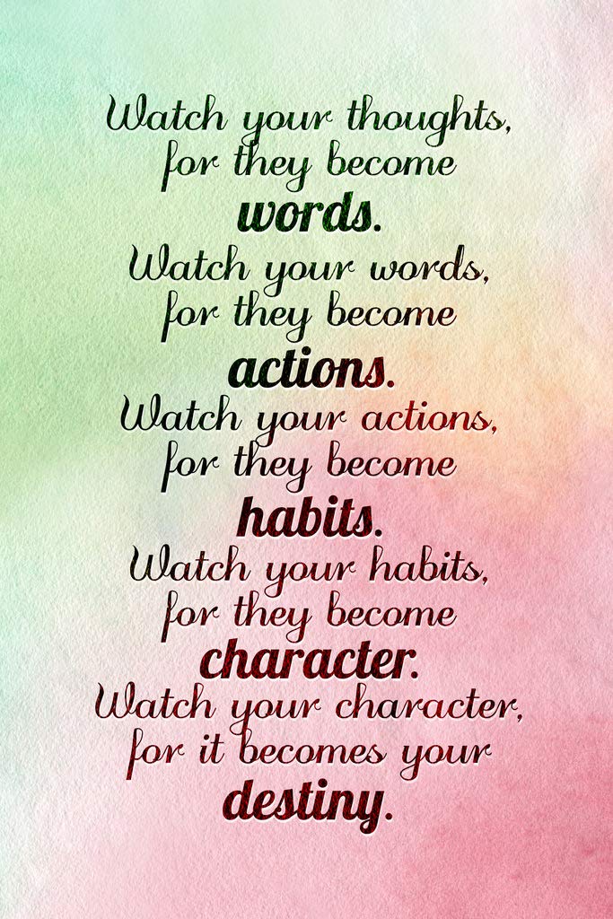 Watch Your Thoughts Watercolor Motivational Inspirational Teamwork Quote Inspire Quotation Gratitude Positivity Support Motivate Good Vibes Social Work Cool Wall Art Print Poster 12x18