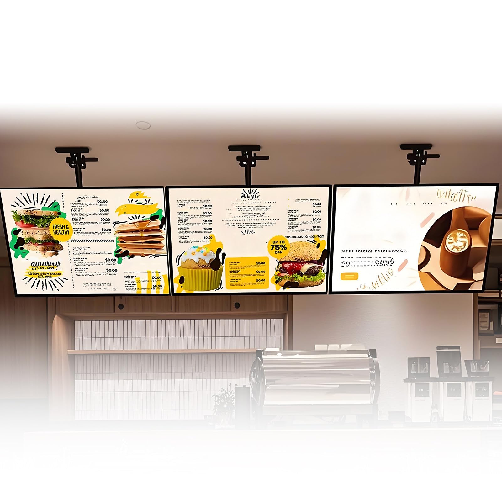 Wyświetlacz Menu Led Z Regulacją Wysokości I Obrotową Konstrukcją Do Promocji Restauracji, 3 Szt.,3pcs