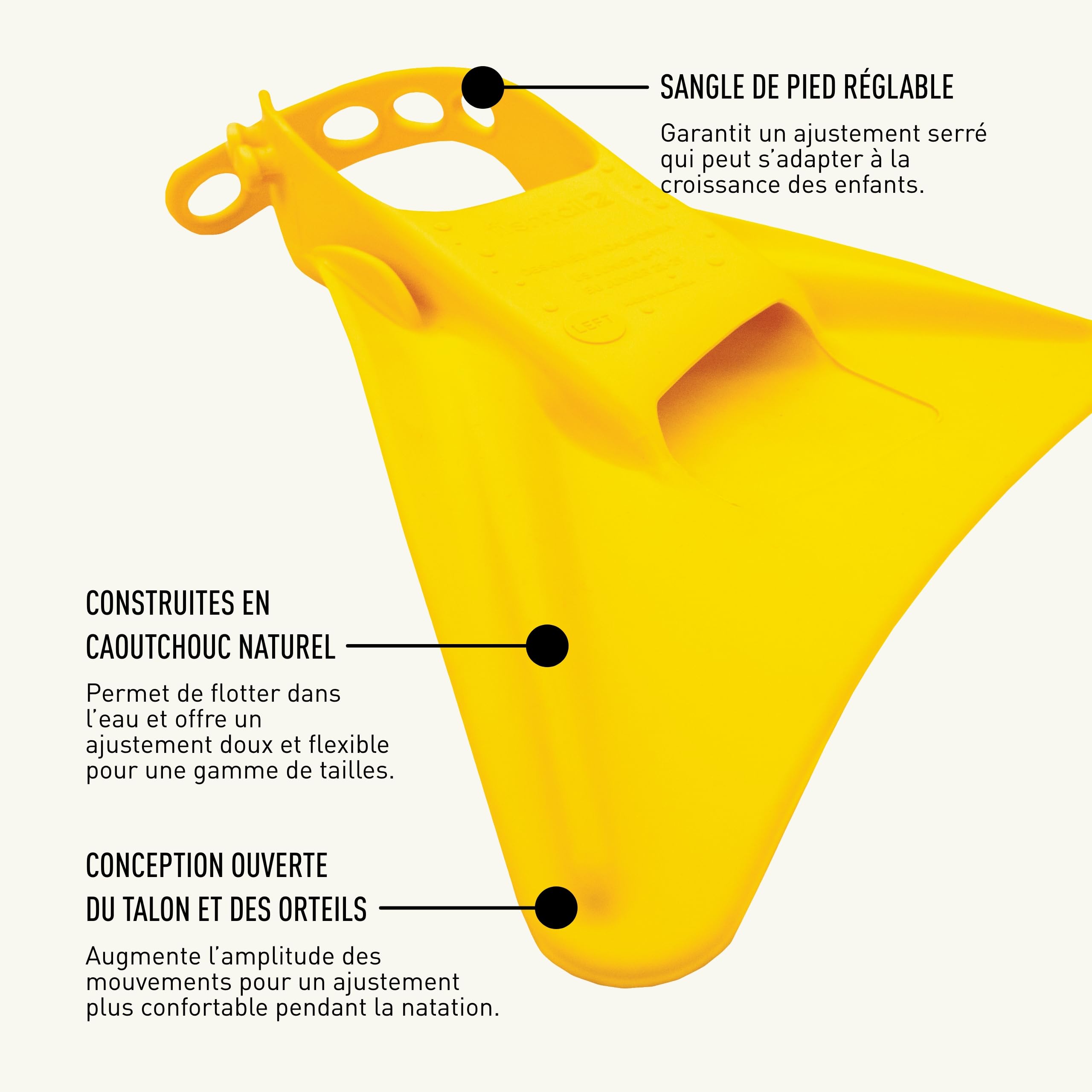 FINIS Fishtail Palmes d'entraînement de natation Mixte Enfant de +9 ans - Jaune - 22-29 EU | Plus de Confiance dans l'Eau, Douces, Équipement de Natation Essentiel pour l'Entraînement et la Performance de Tous les