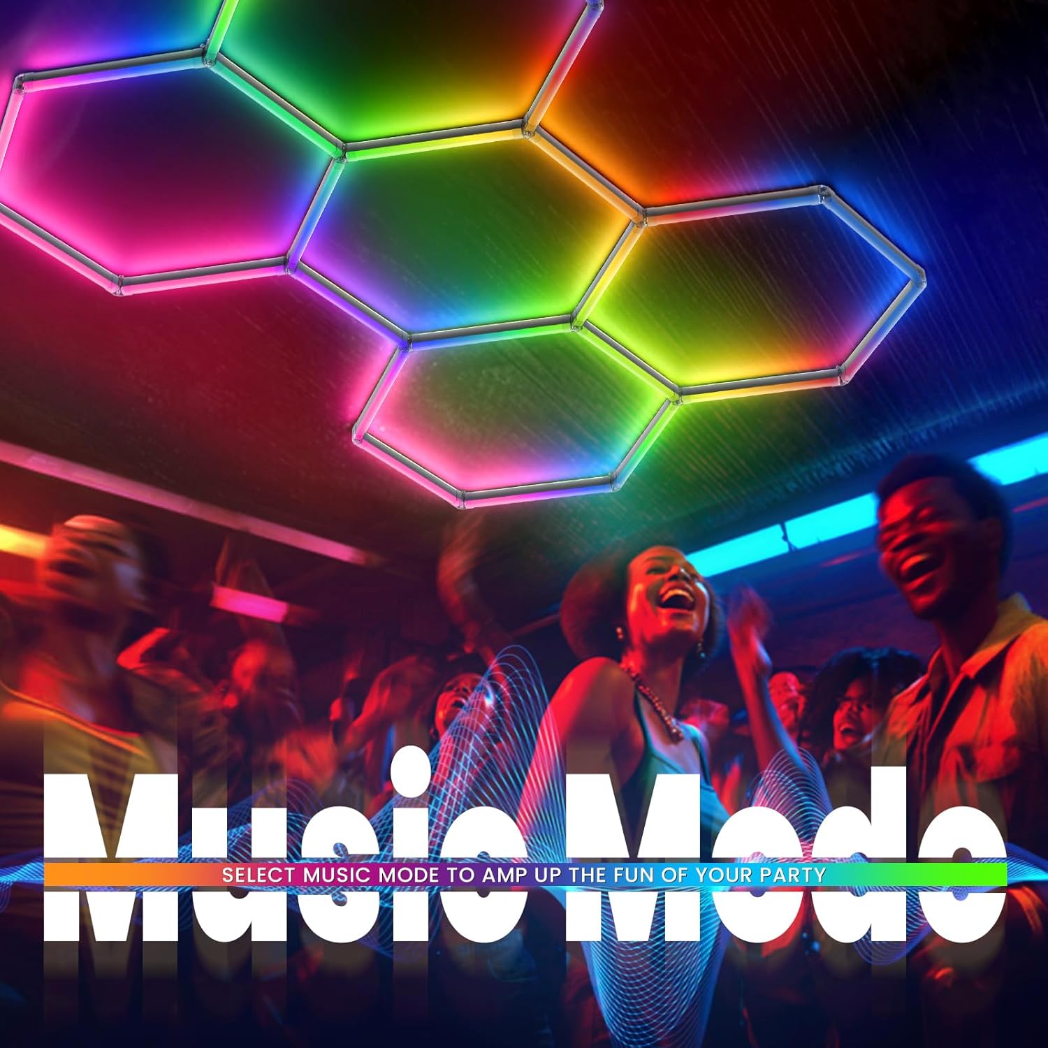 RGB Hexagon LED Light 5-Grid | Hexagon Garage Lights | 356 Color Modes | Music Sync | Smart App & Remote Control | Gaming Room Garage Bedroom Lighting