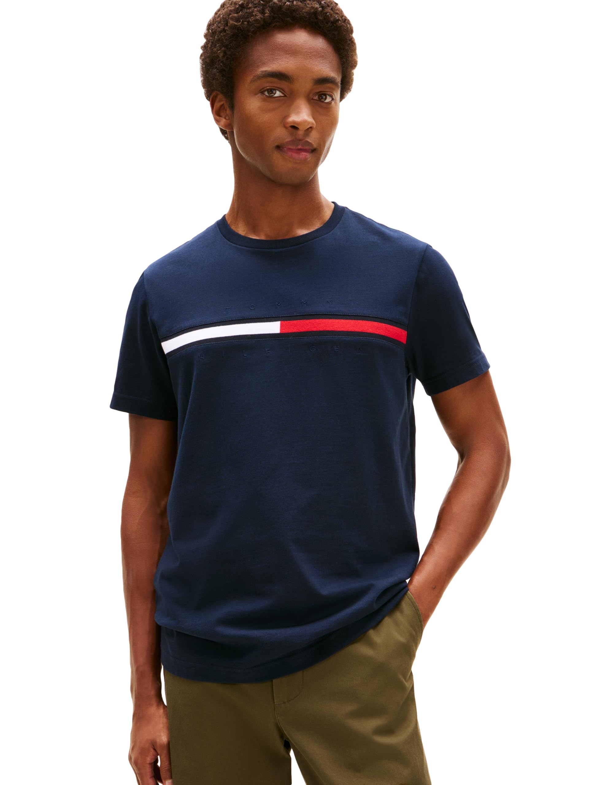 Tommy Hilfiger Men's Short Sleeve Signature Stripe Graphic T-shirt