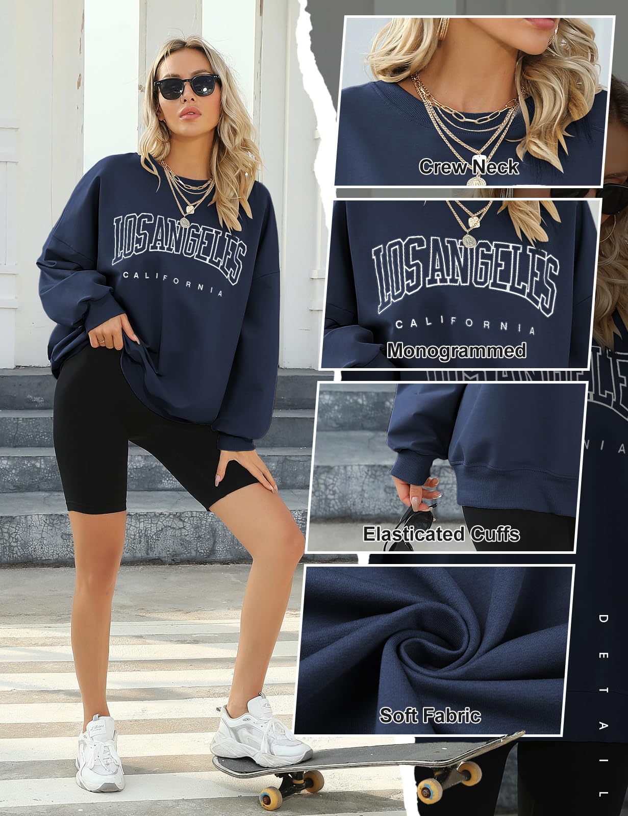 Voqeen Felpa Donna Lunga Invernale Classica Oversize Hoodie Casual Los Angeles Tuta Donna Sport Fitness Outdoor
