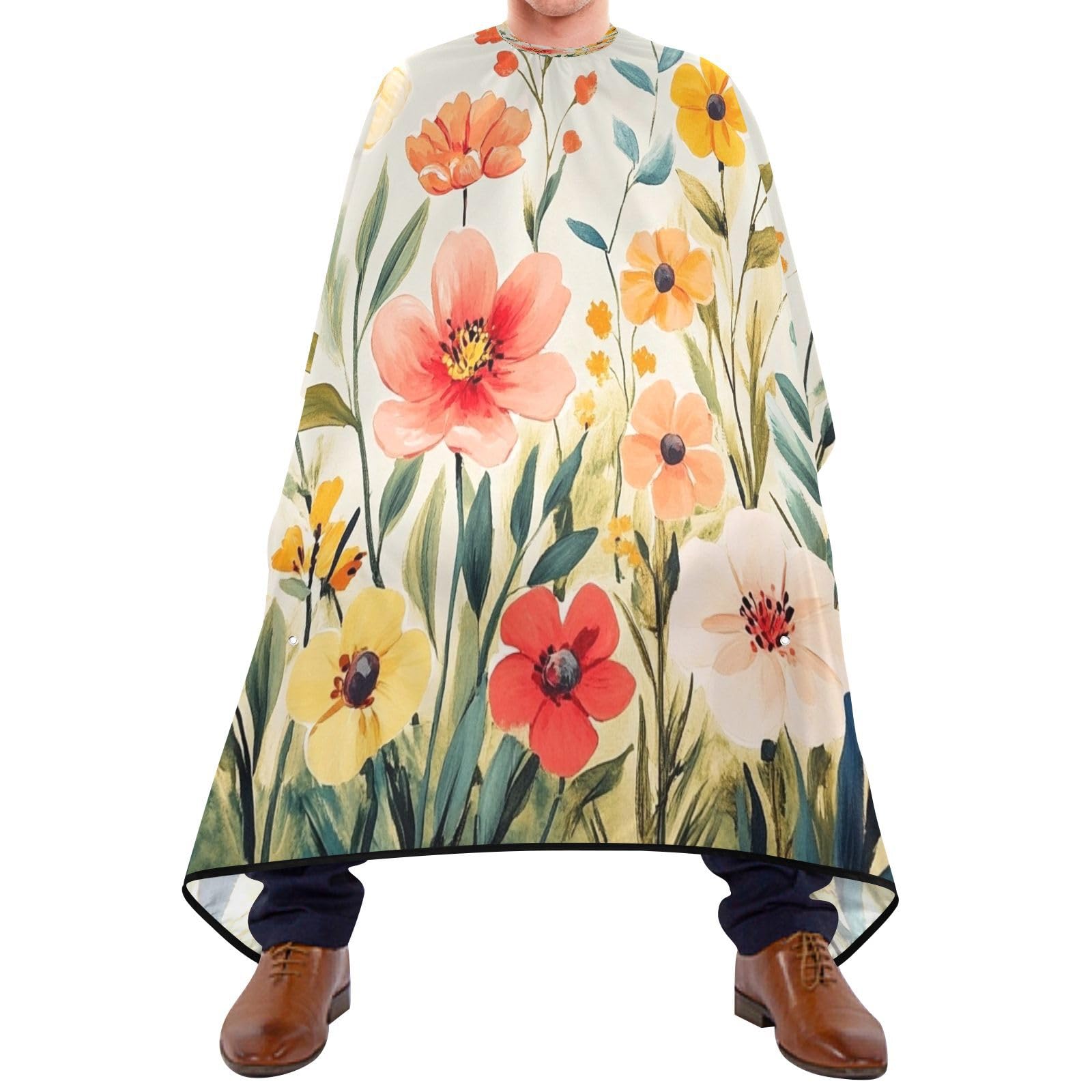 Kigai Colorful Flowers Hair Cutting Cape for Men & Women Waterproof Barber Cape Professional Hairdressing Salon Styling Apron with Adjustable Closure Snap