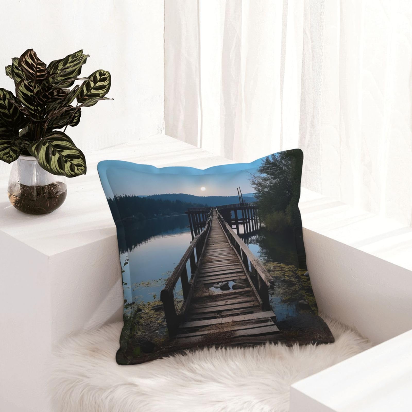 Housse de coussin de salon moderne carrée 40,6 cm The Water en similicuir