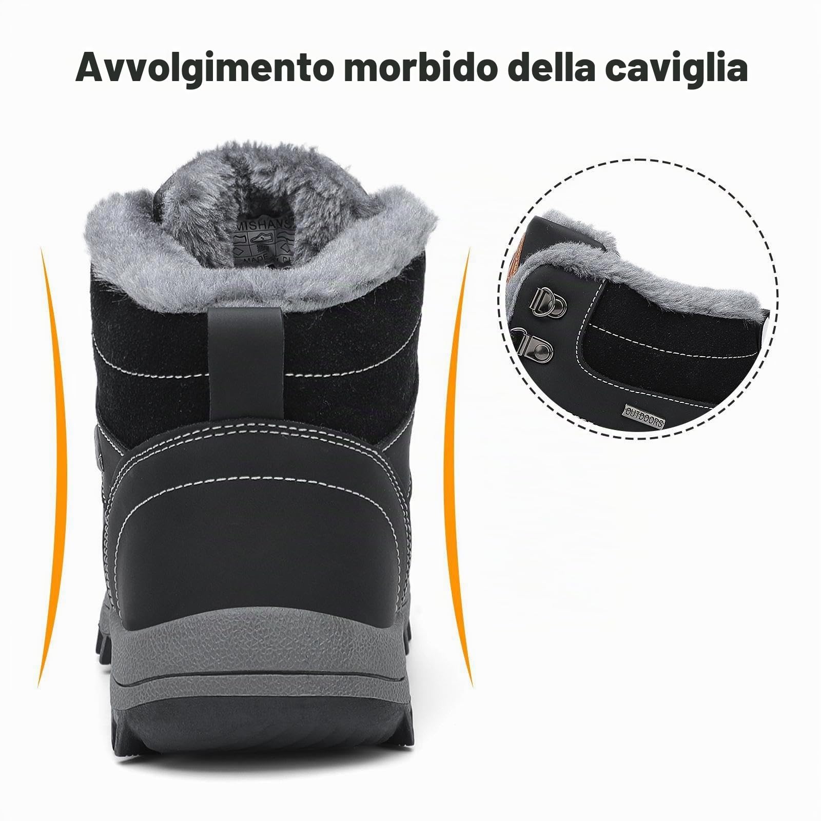 Mishansha Scarpe Uomo Donna Invernali Impermeabili Antiscivolo Stivaletti Invernali con Pelo, Gr.36-48