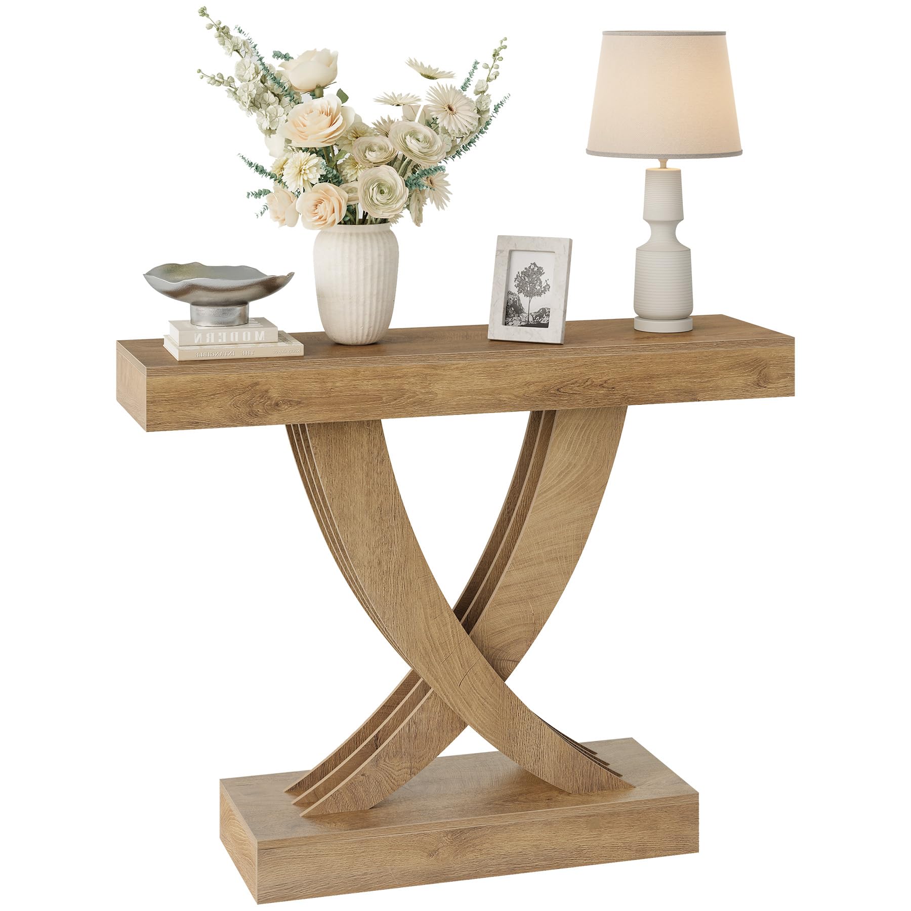 Tribesigns Tavolo da consolle sottile, 110 x 30 x 85 cm, Table d’appoint étroite avec base en forme de X, Style industriel et campagne, Table de salon pour entrée et couloir