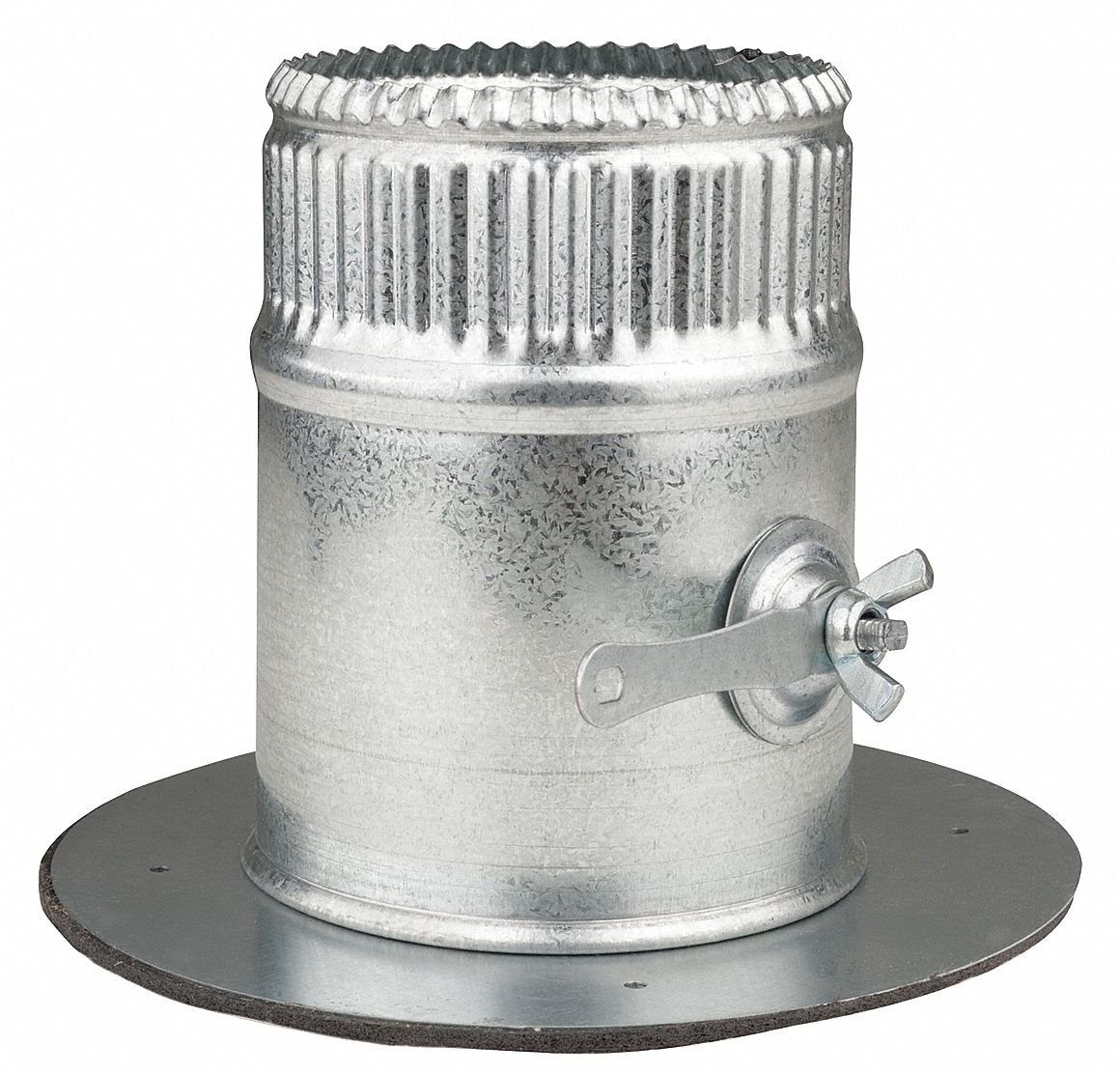 Galvanized Steel Collar W/Damper, 4" Duct Fitting Diameter, 5" Duct Fitting Length
