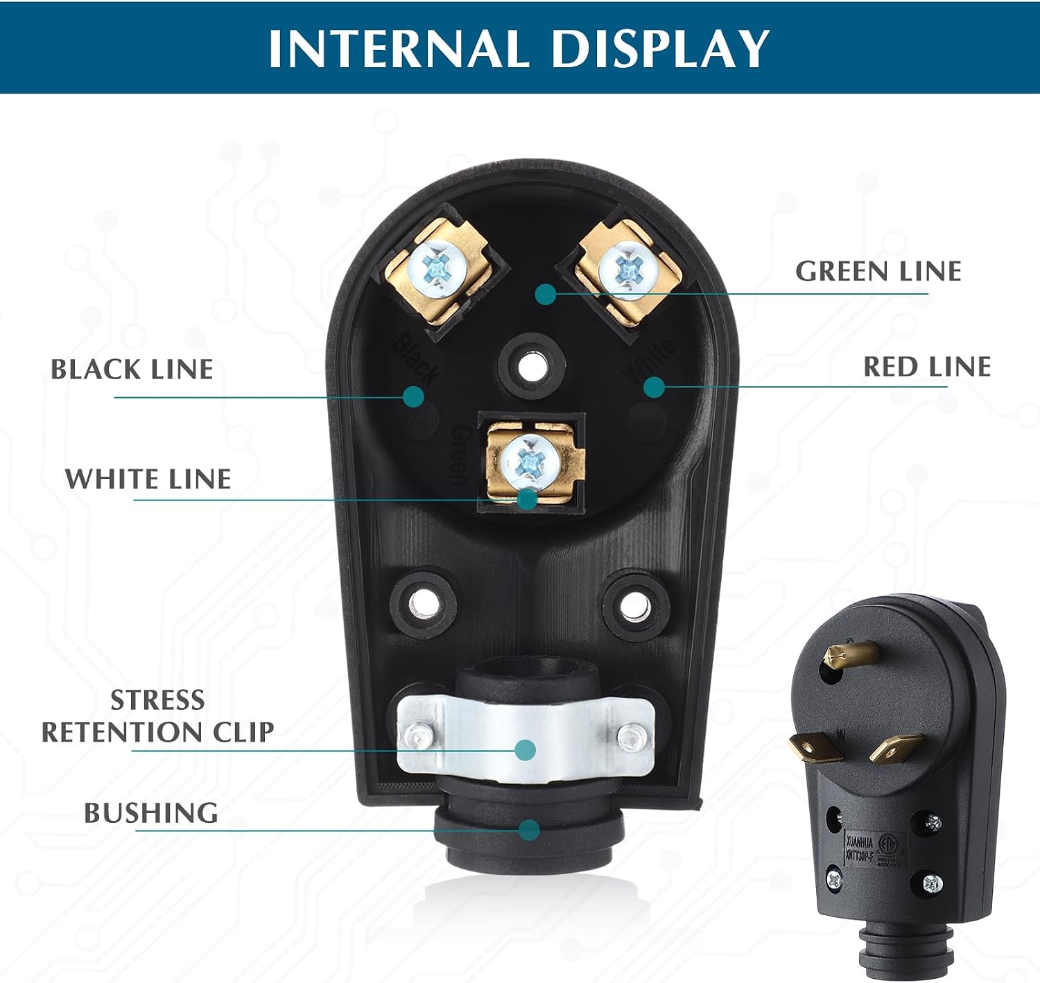 Kanayu 30 Amp Rv Male and Female Plug Set Tt-30p and Tt-30r Receptable125 Volt with Handle Receptacle Rv Electrical Campers Plug for Camper Caravan Van Trailer