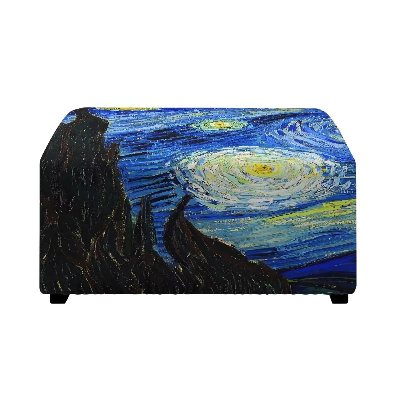 Xoenoiee Square Ottoman Cover Stretch Footrest Stool Cover Soft Nonslip Ottoman Slipover Footstool Furniture Protector with Elastic Bottom, Starry Night, Large