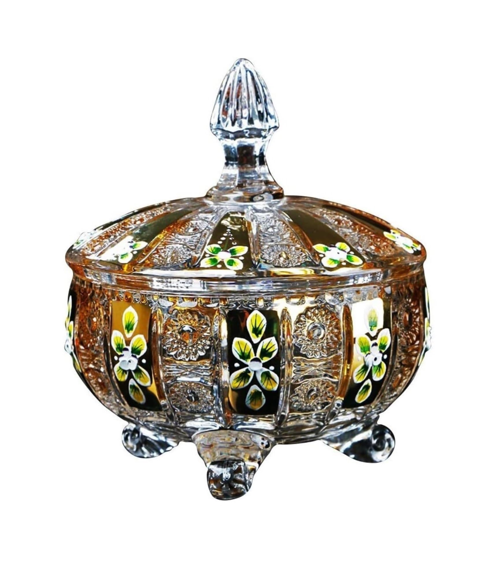 IROEJT Fruit Bowls Fruit Basket Centerpiece Fruit Bowl With Lid, Sumptuous Crystal Glass Dried Fruit Snack Fruit Dish Home Office Vegetable