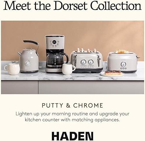 Miniatura 5 de Haden Dorset - Tostadora de acero inoxidable de 4 rebanadas de ranura ancha con control de tostado ajustable y pies antideslizantes, masilla y cromo