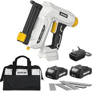 20V Brad Nailer Cordless, 2-in-1 Electric Nail Gun/Staple Gun with 2 * 2.0Ah Battery & Charger,18 Gauge Nail Gun Battery Powered with 1000PCS Nails and Staples for Upholstery & Carpentry