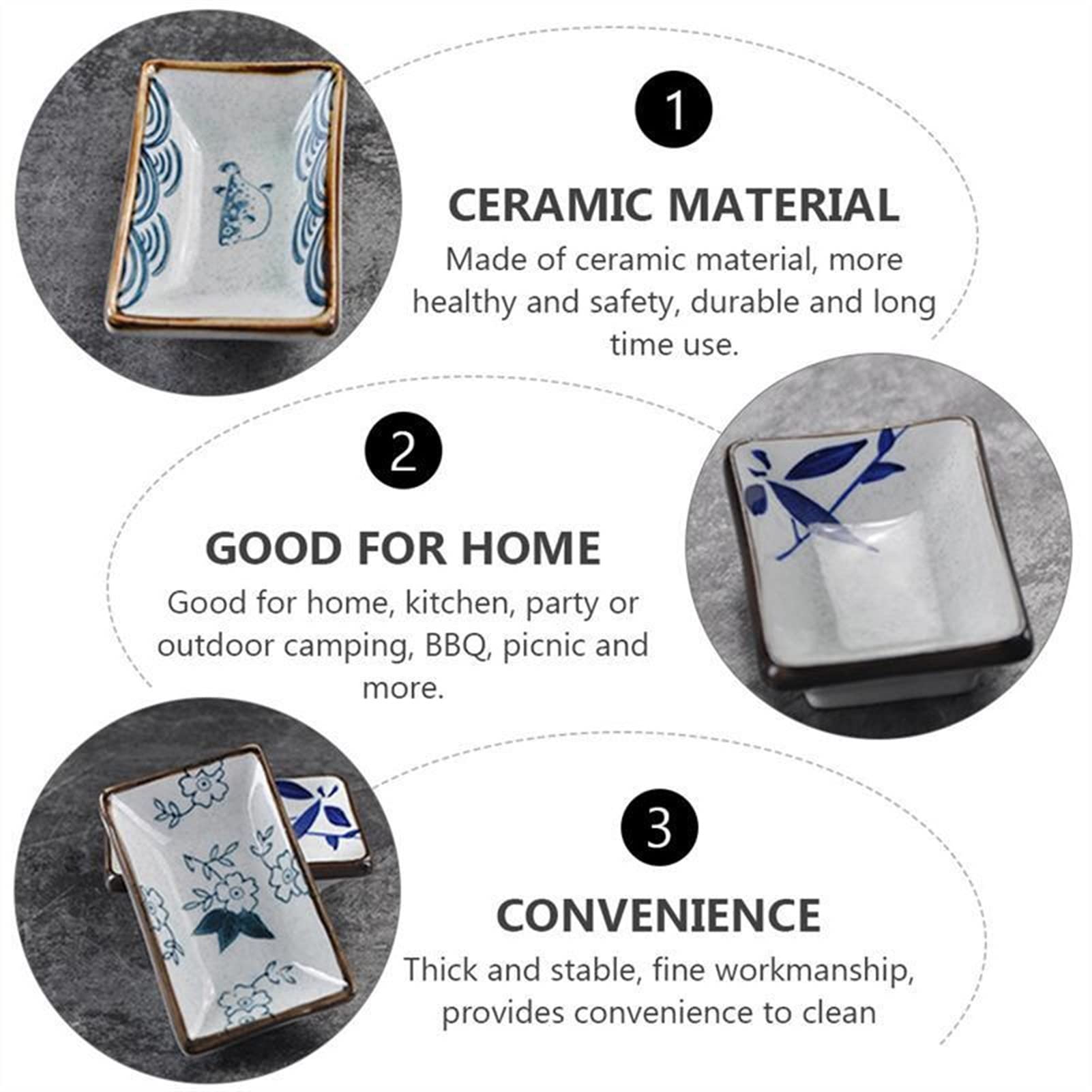 LUCBEI Ciotoline da Snack 3pcs imast/imerendare Ciotole Creativo Ceramica Mano Pittura condimento Piatto di Salsa di soia Piastra antipasto Ciotole stoviglie Stile Casuale Piatti Snack Ceramica