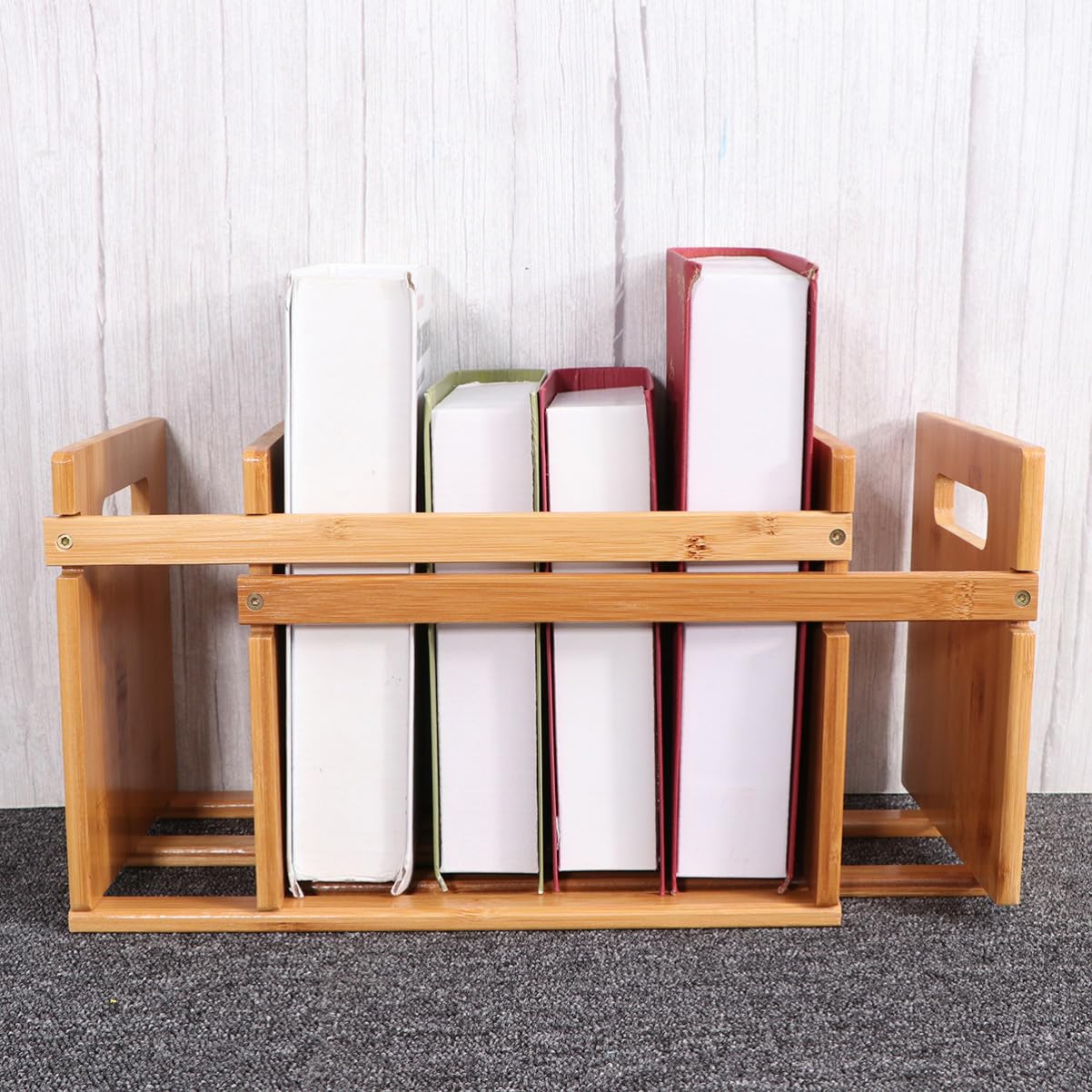 SHINEOFI Estantería Telescópica De Madera Moso Mini Estante De Almacenamiento para Escritorio Estante Extensible para Organizar Libros y Objetos