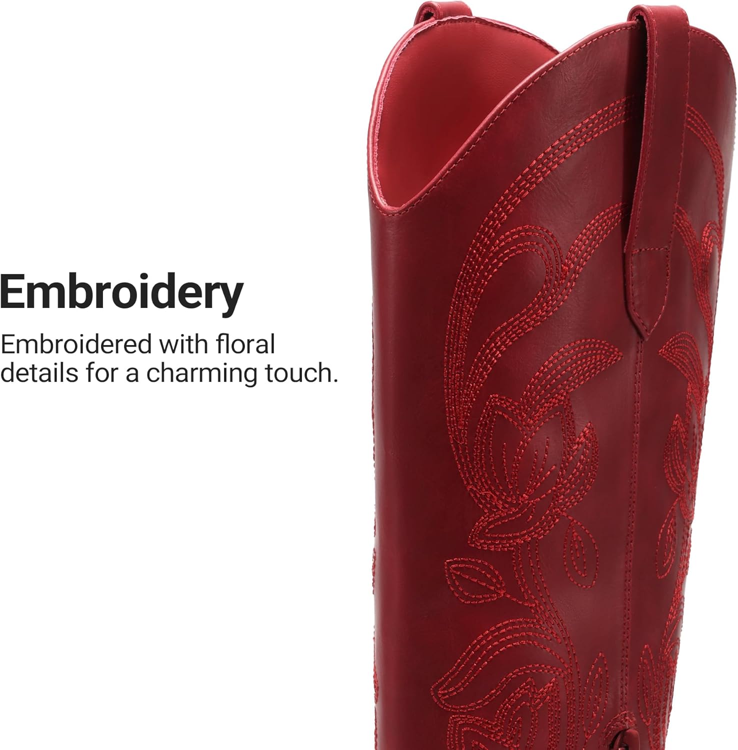 DREAM PAIRS Womens Cowboy Boots Western Comfortable Chunky Heel Square Toe Embroidered Cowgirl Knee High Boots - Image 5