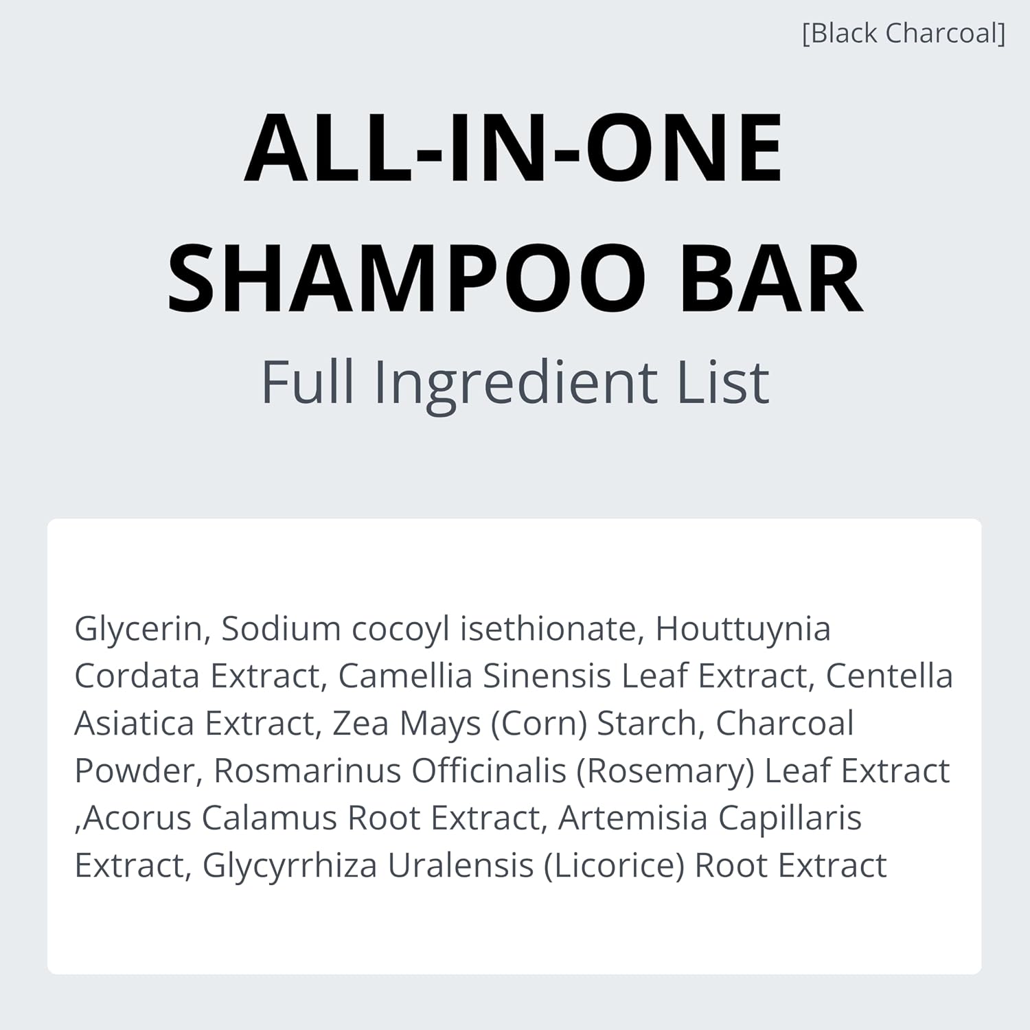 All-in-One Black Charcoal Mochi Shampoo Bar for Oily Scalp, Rosemary Oil, Green Tea, Dandruff&Itchy Scalp Shampoo for Men, Korean Skin Care, Wood Package (4.2 oz)