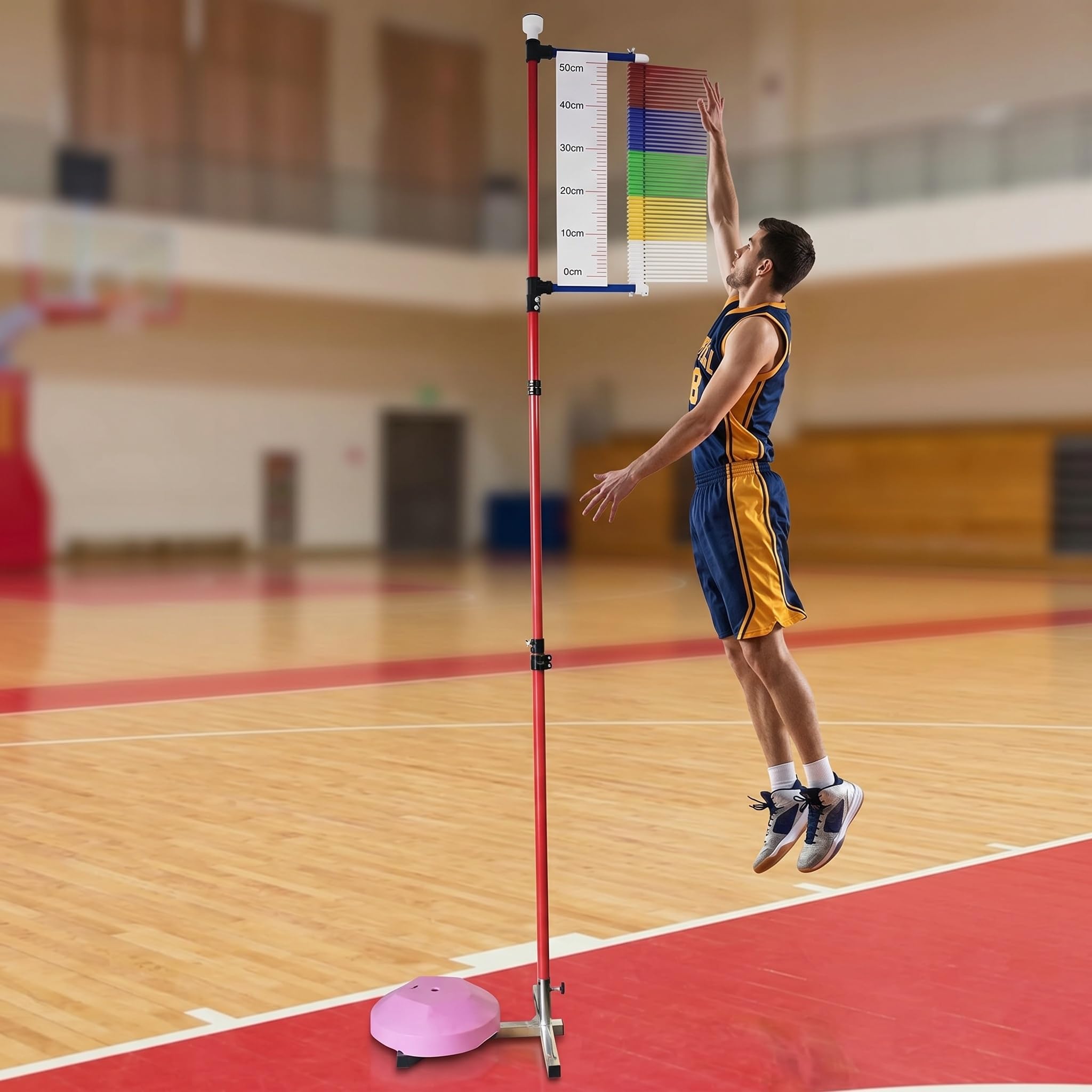 Vertikaler Sprungtester 1,3–3,6 m mit stabiler Basis, Hochsprung-Trainingsgerät für Sportler, Bodenstehendes Messwerkzeug
