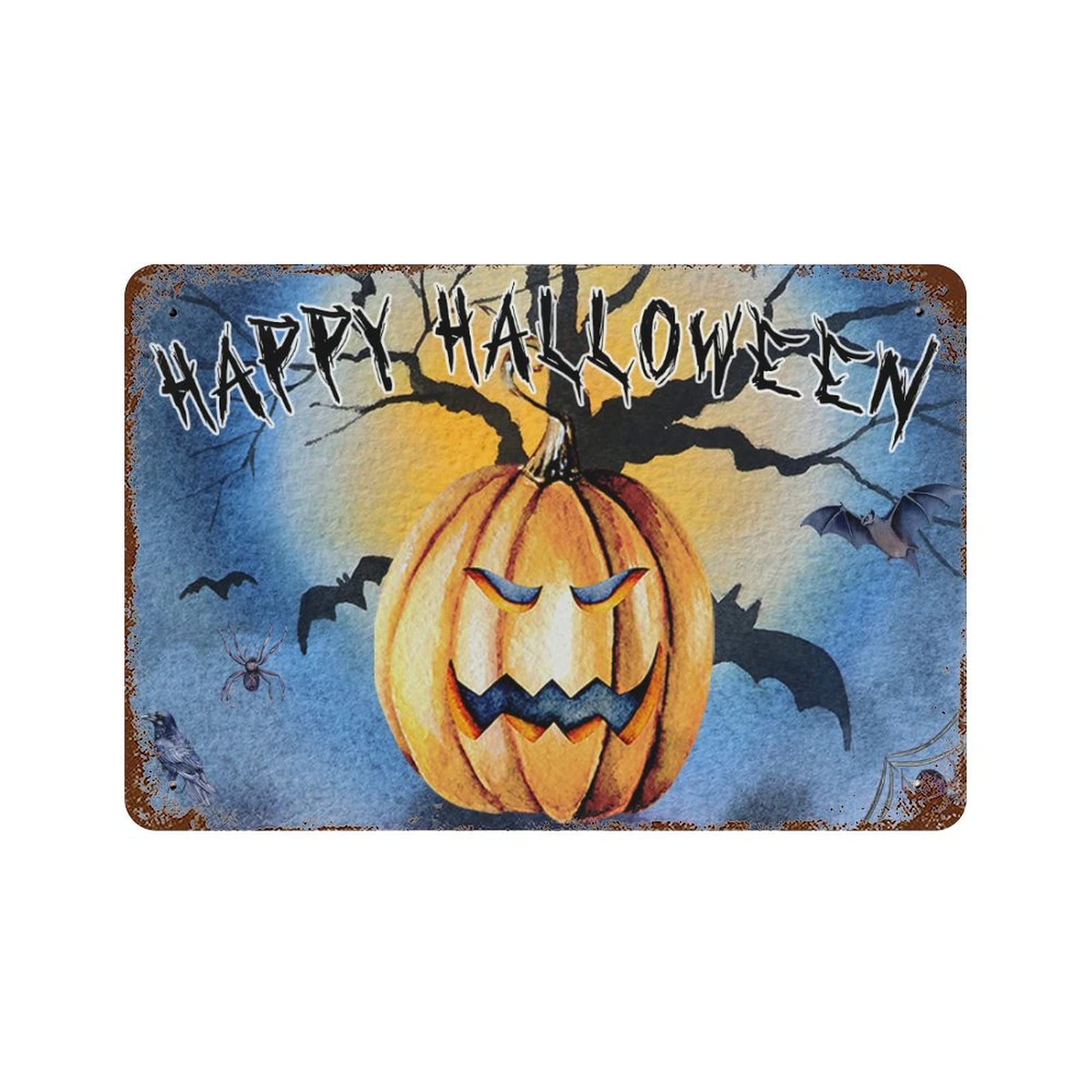 Plaque en métal Happy Halloween pour remplacer les décors fragiles par une décoration de pelouse