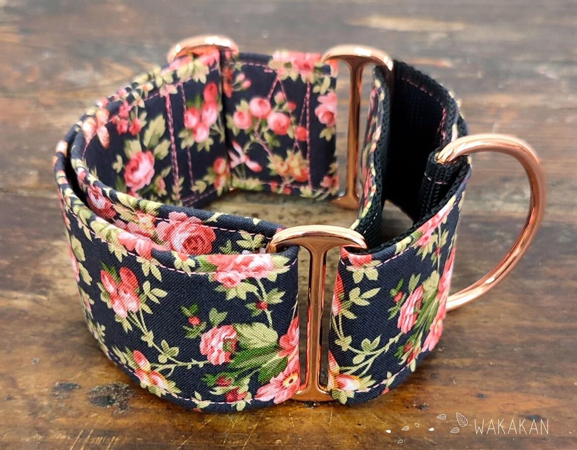 Collar Martingale Para Perro: Vintage Roses, Hecho a Mano en España por Wakakán