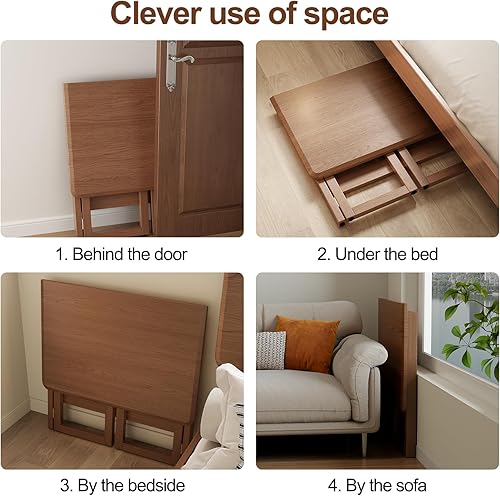 Miniatura 3 de WoodsWhisper Escritorio plegable de madera maciza, escritorio de oficina en casa moderno de mediados de siglo, escritorio plegable ajustable para