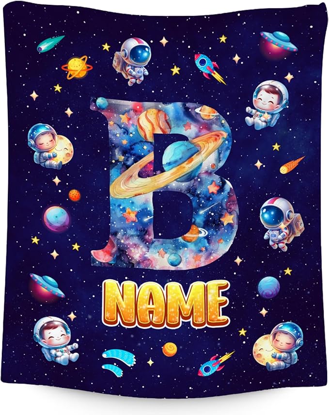 Boys Blankets - Personalized Planet Gifts for Kids - Cozy Lightweight Throw Blanket for Sofa & Bedroom Decor