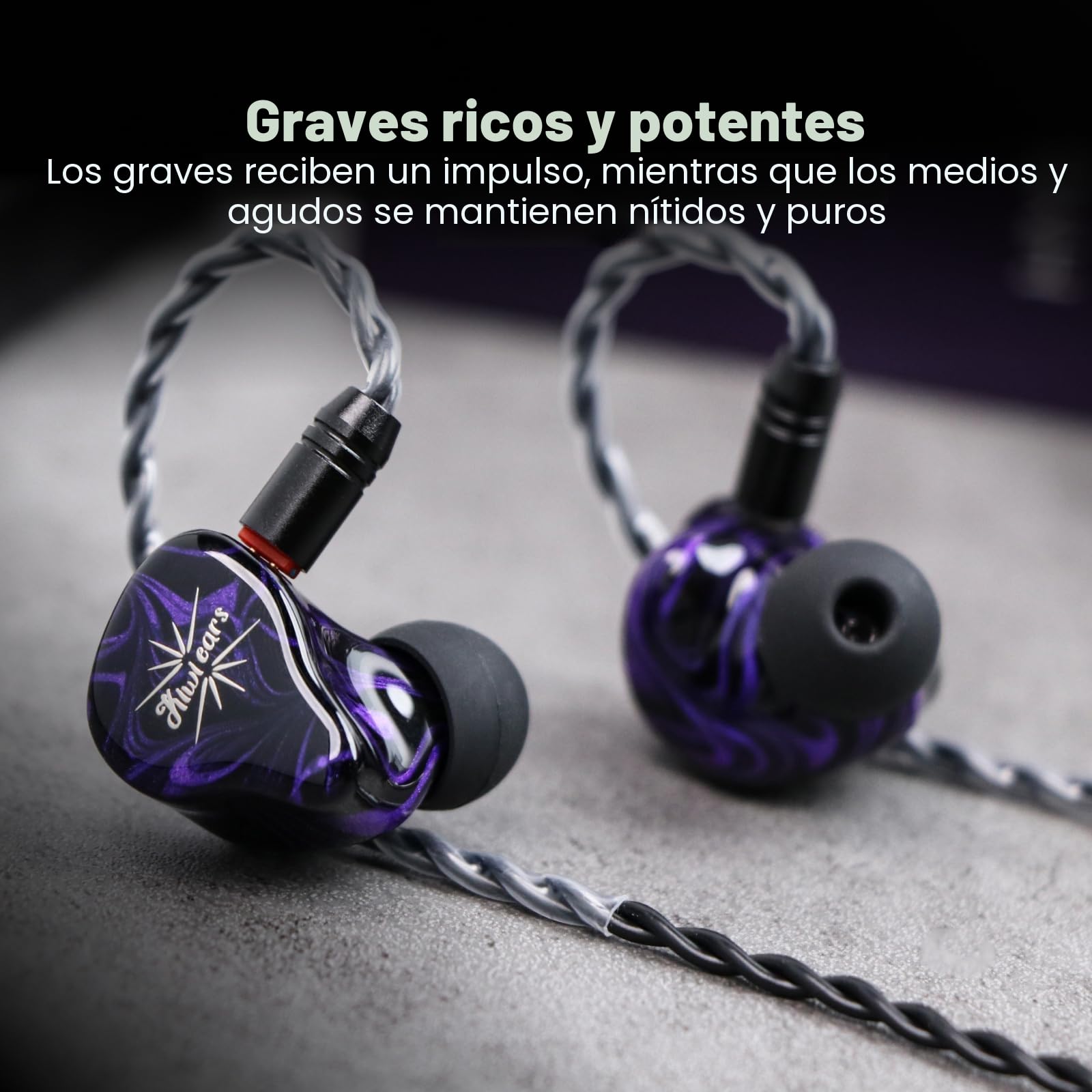 Linsoul Kiwi Ears Quartet 2DD+2BA Hybrid In-Ear Monitor, Auriculares HiFi con Carcasa de Resina Hecha a Mano, Cable IEM OFC Plateado Desmontable para músicos audiófilos DJ Studio Gaming