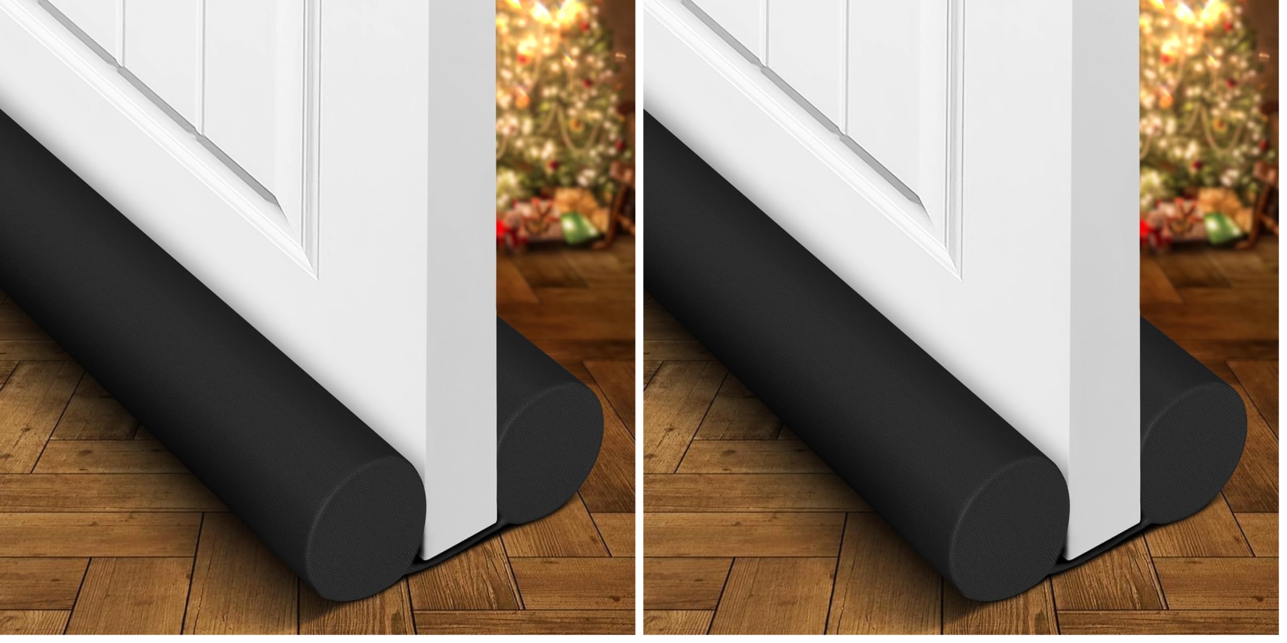 Holikme Door Draft Stopper Weather Stripping Window Breeze Blocker Adjustable Door Sweeps, Black (Pack of 2)