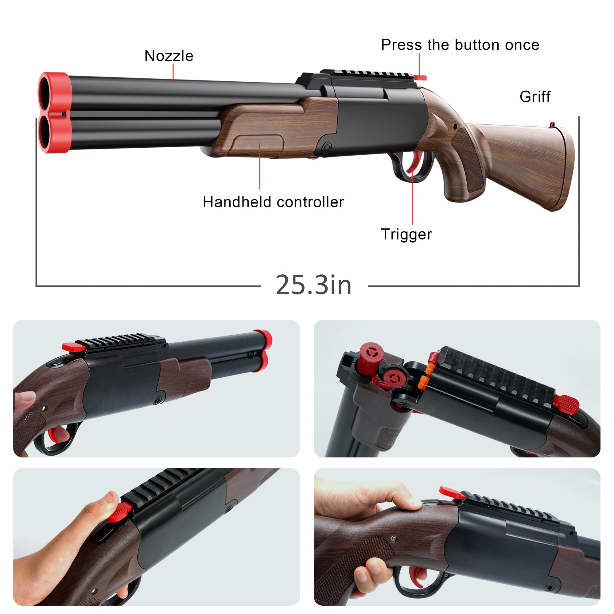 Pistolet zabawkowy EVA podwójna strzelba dla dzieci 8-16 lat