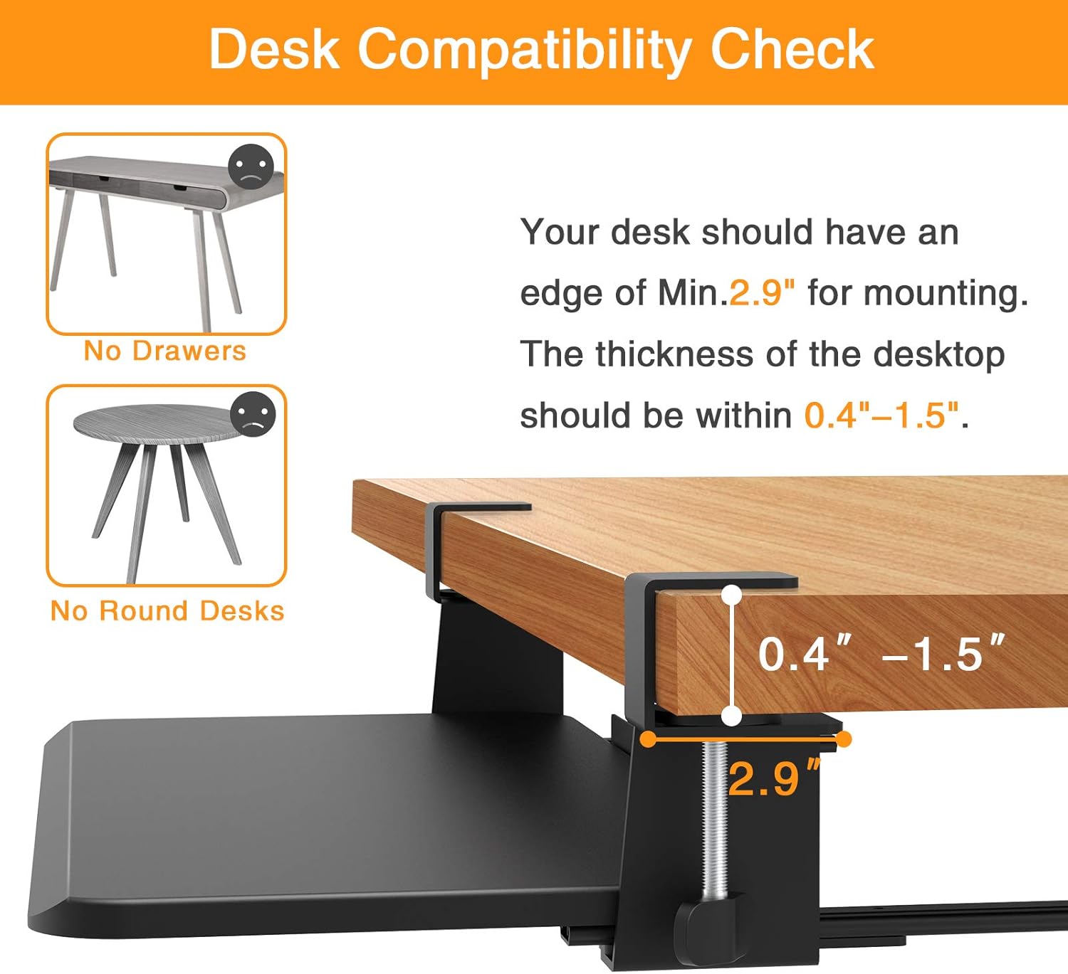 ErGear Keyboard Tray Under Desk, Slide-Out Enlarged Keyboard Mouse Holder, Ergonomic Clamp on Computer Drawer Extender Measuring 26.3” (30.7" Including Clamps) x 11.8” Black : Office Products