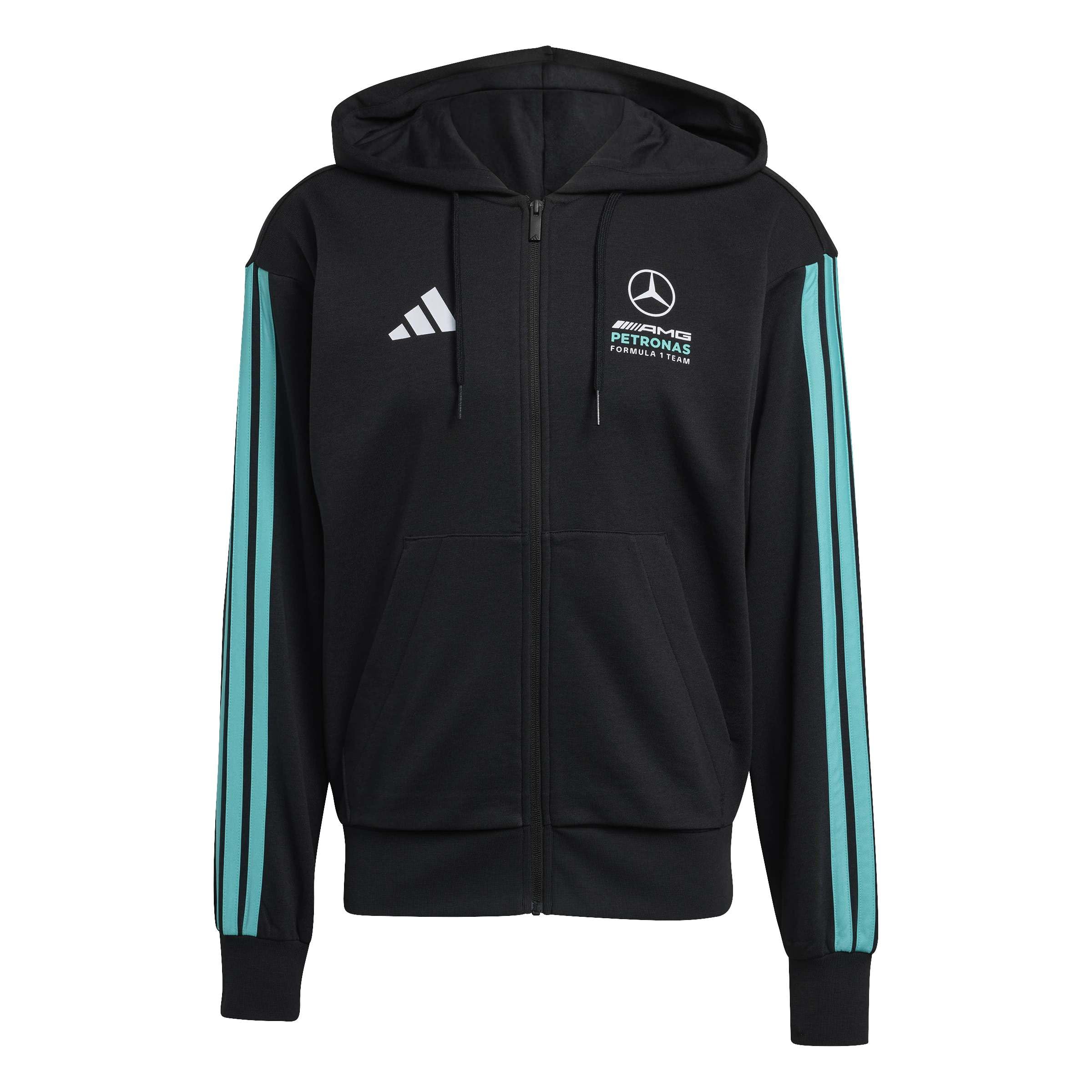 adidas Men's MERCEDES - AMG PETRONAS FORMULA 1 TEAM DNA FULL ZIP HOODY, black/semi mint rush, S
