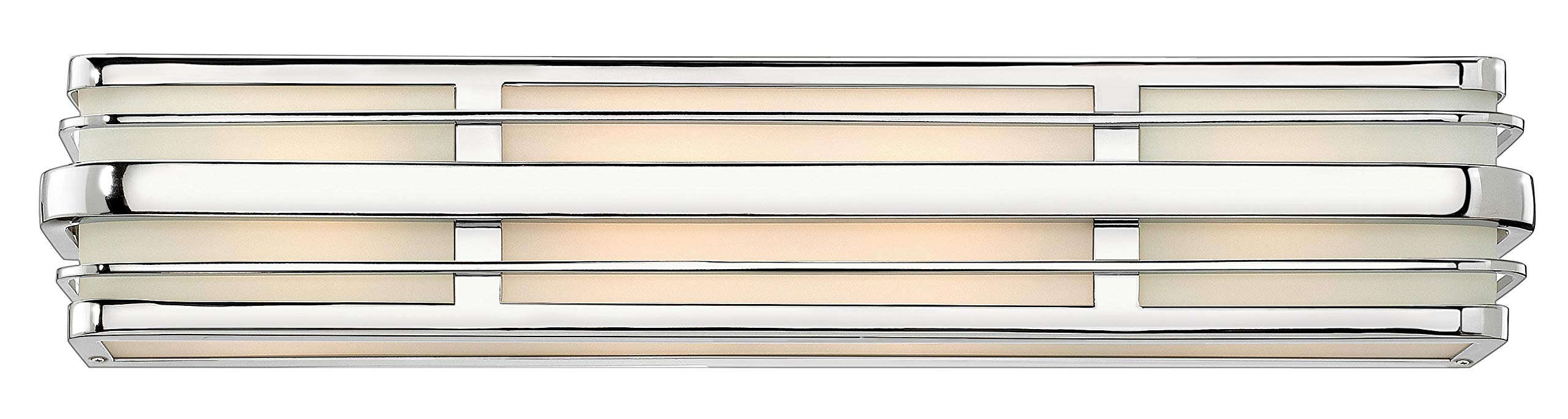 Hinkley Winton Large Four Light Bath Vanity - Transitional & Industrial Style, Inside Etched Glass - Chrome Finish