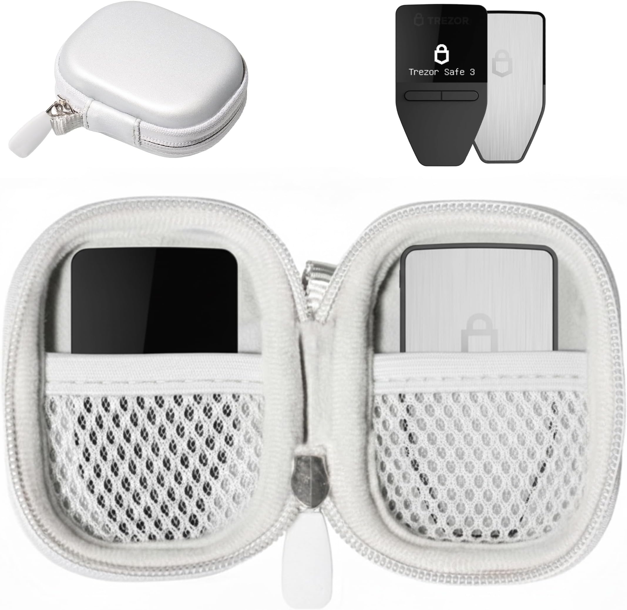 Bitcoin Case for Trezor Safe 5, Safe 3, Model T Advanced Crypto Hardware Wallet (Smoke White)