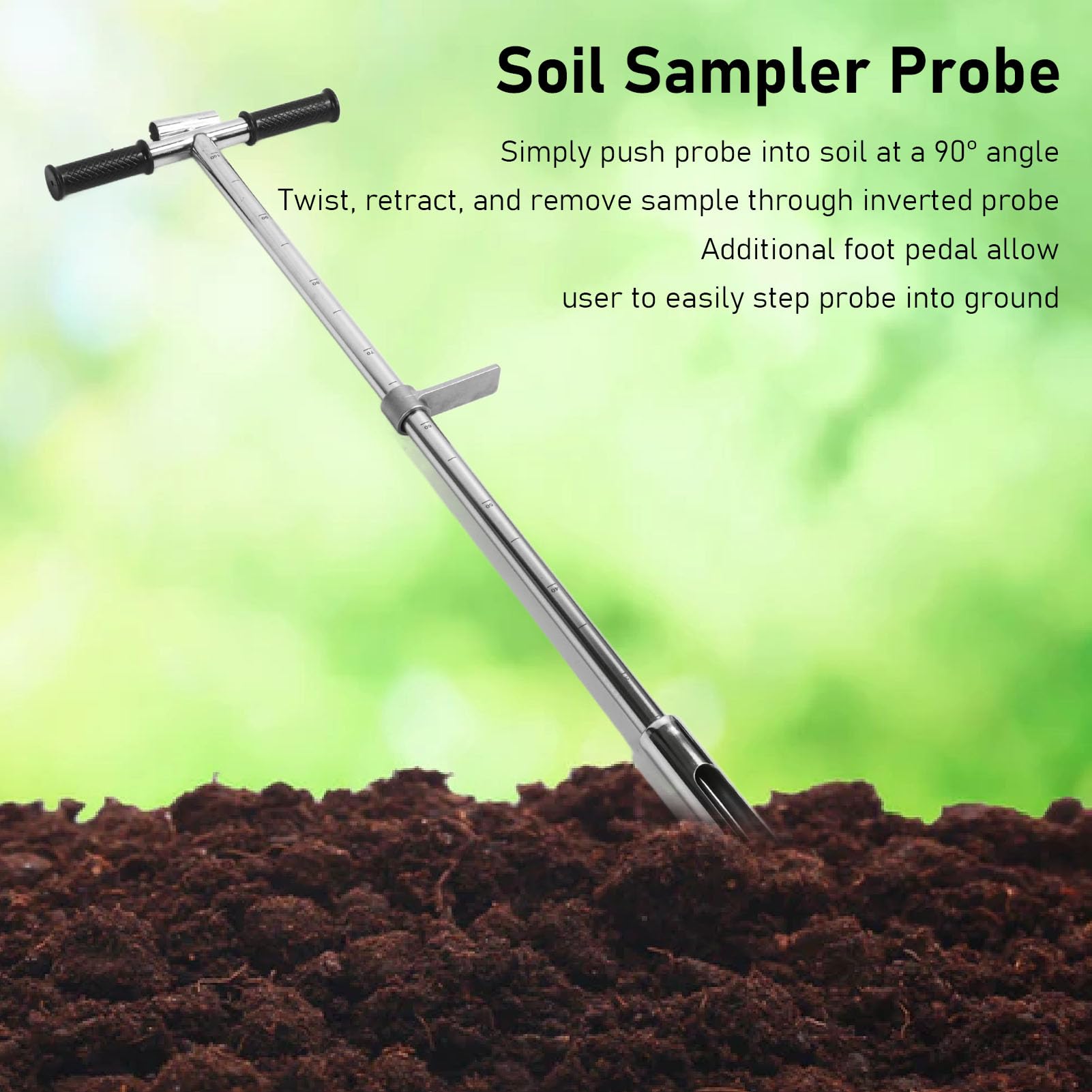 Sonda do Pobierania Próbek Gleby ze Stali Nierdzewnej, 1 M, 38 mm, Wiertło Gruntowe do Ogrodów, Farm i Trawników