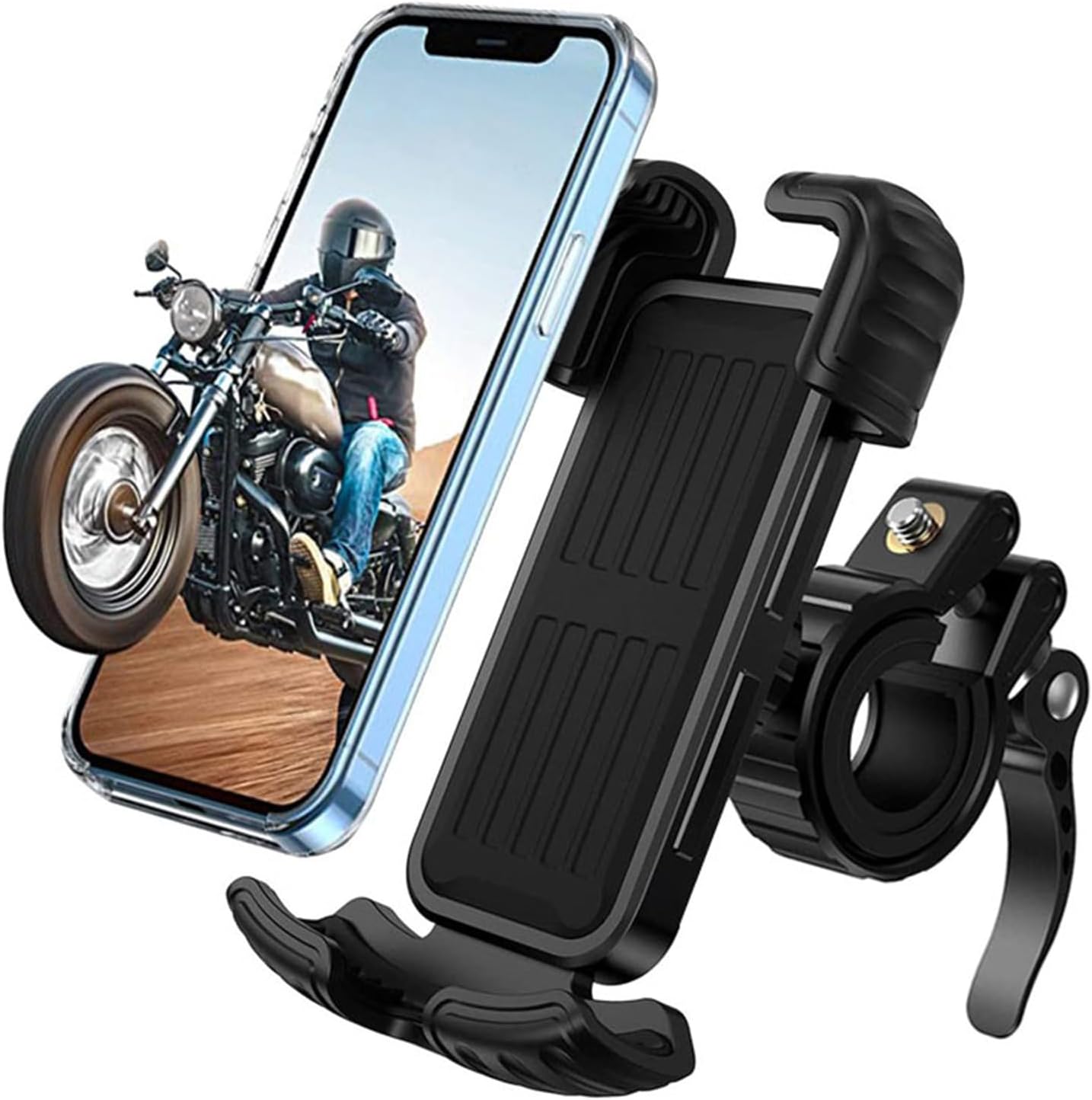Imren Bike Phone Holder Super Stable Motorcycle Phone Holder with Security Lock Bicycle Phone Mount with Soft Cushion Adjustable Metal Clip Compatible 4.7”-6.8” Phone Imren Bike Phone Holder Super Stable Motorcycle Phone Holder with Security Lock Bicycle Phone Mount with Soft Cushion Adjustable Metal Clip Compatible 4.7”-6.8” Phone