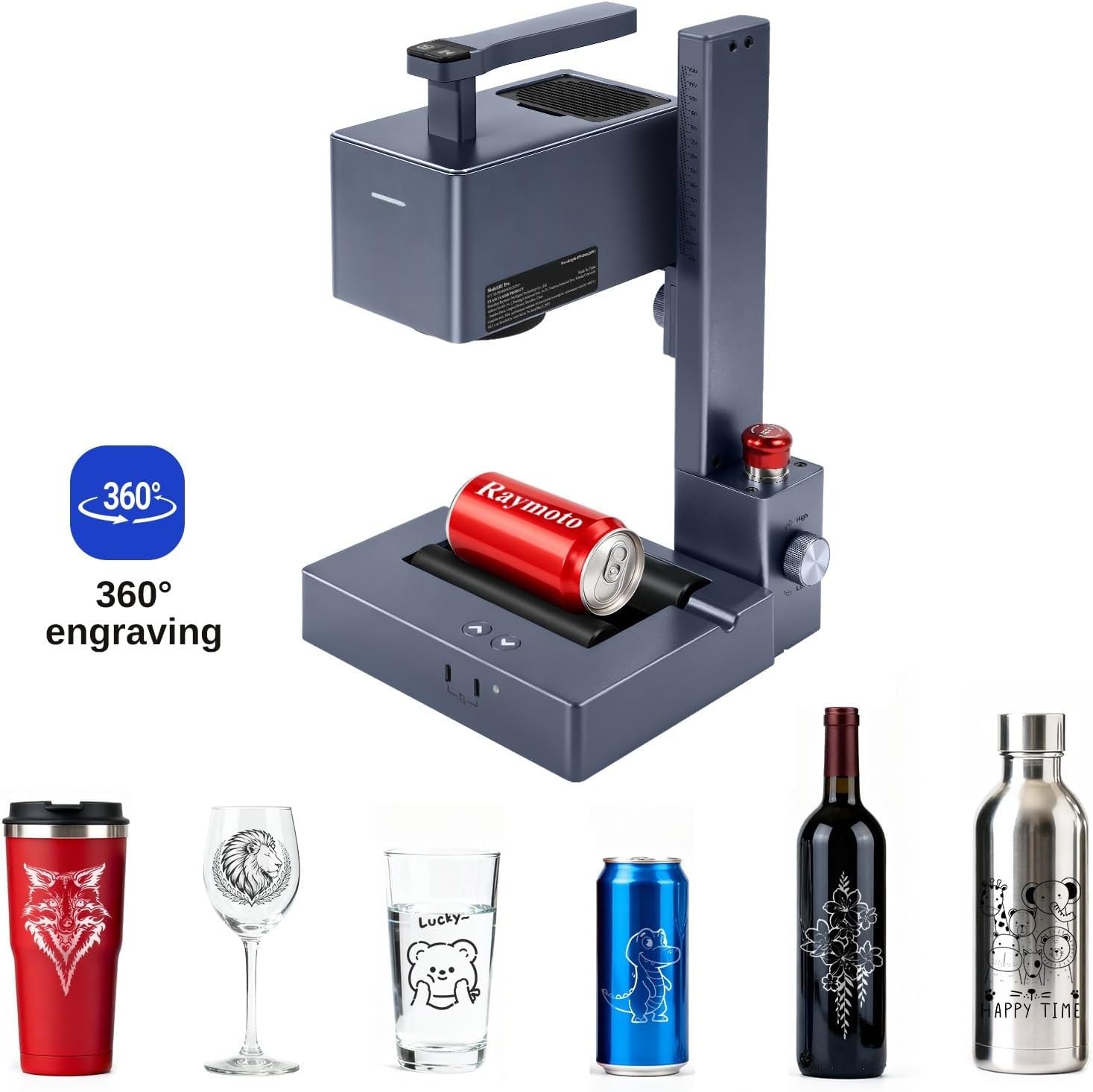 Raymoto 360° Rotation Rotary Roller - Y-Axis Attachment for Laser Engravers | Essential Partner only for Raymoto Laser Engraving Machines