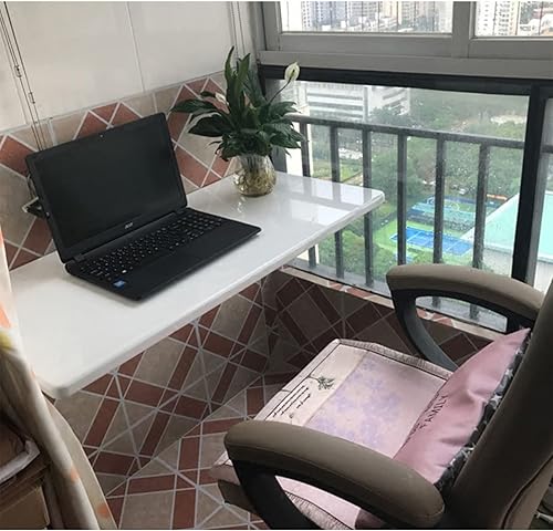 Miniatura 6 de Banco de trabajo plegable para montaje en pared, escritorio de mesa blanco para oficina en casa, pequeño escritorio flotante de madera plegable