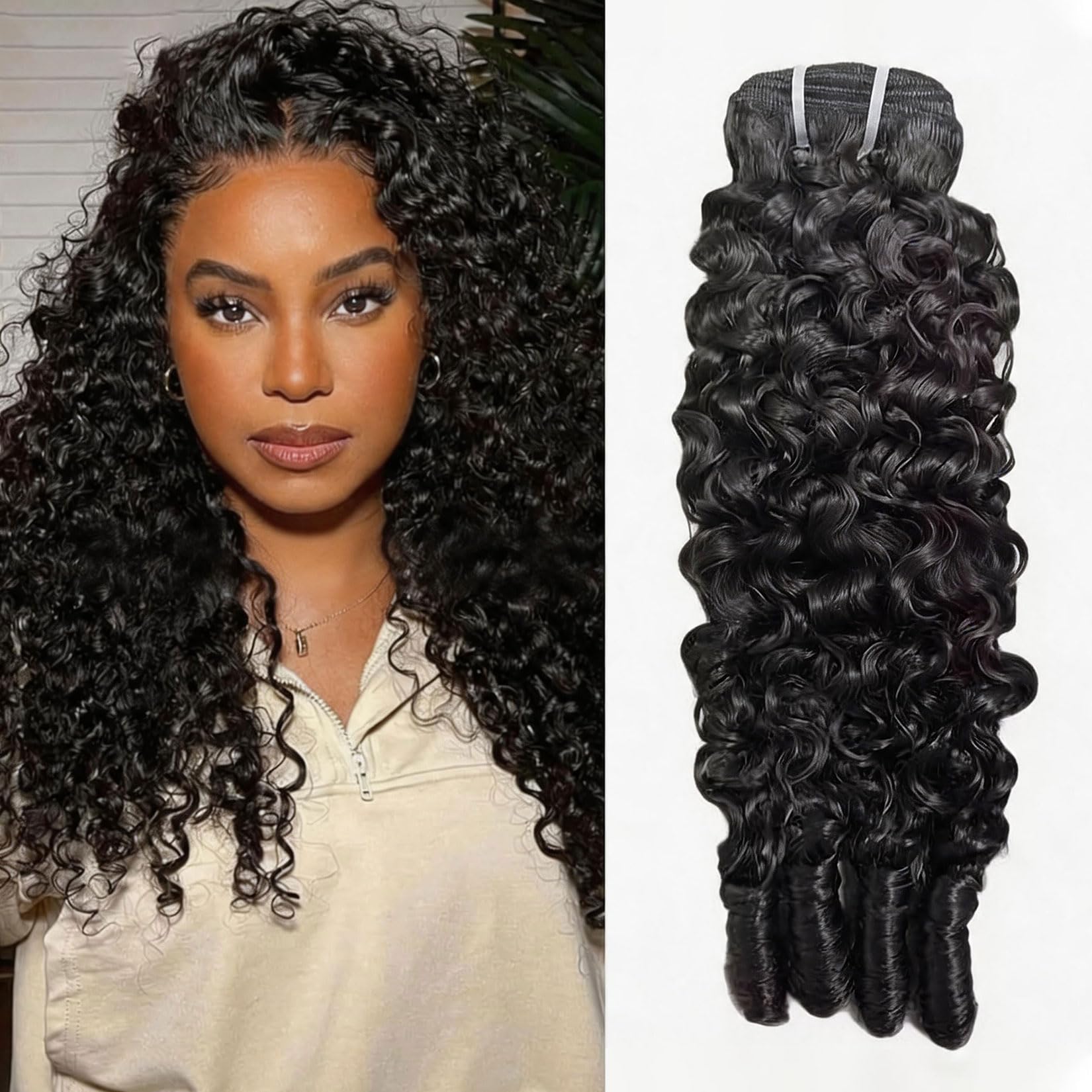 Capelli Umani Mossi Birmani 1 FASCIO Capelli Umani Bagnati e Mossi Fascio Capelli Brasiliani Vergini Non Lavorati Capelli Remy Ricci Tessitura Estensioni Neri Naturali per Donne,28inch