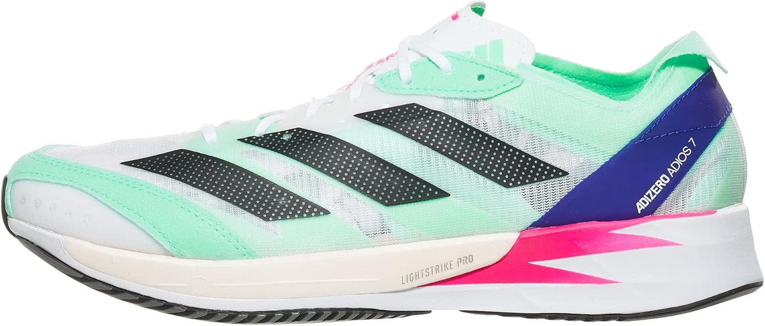 adidas T nis masculino Adizero Adios 7, Branco/preto/verde menta