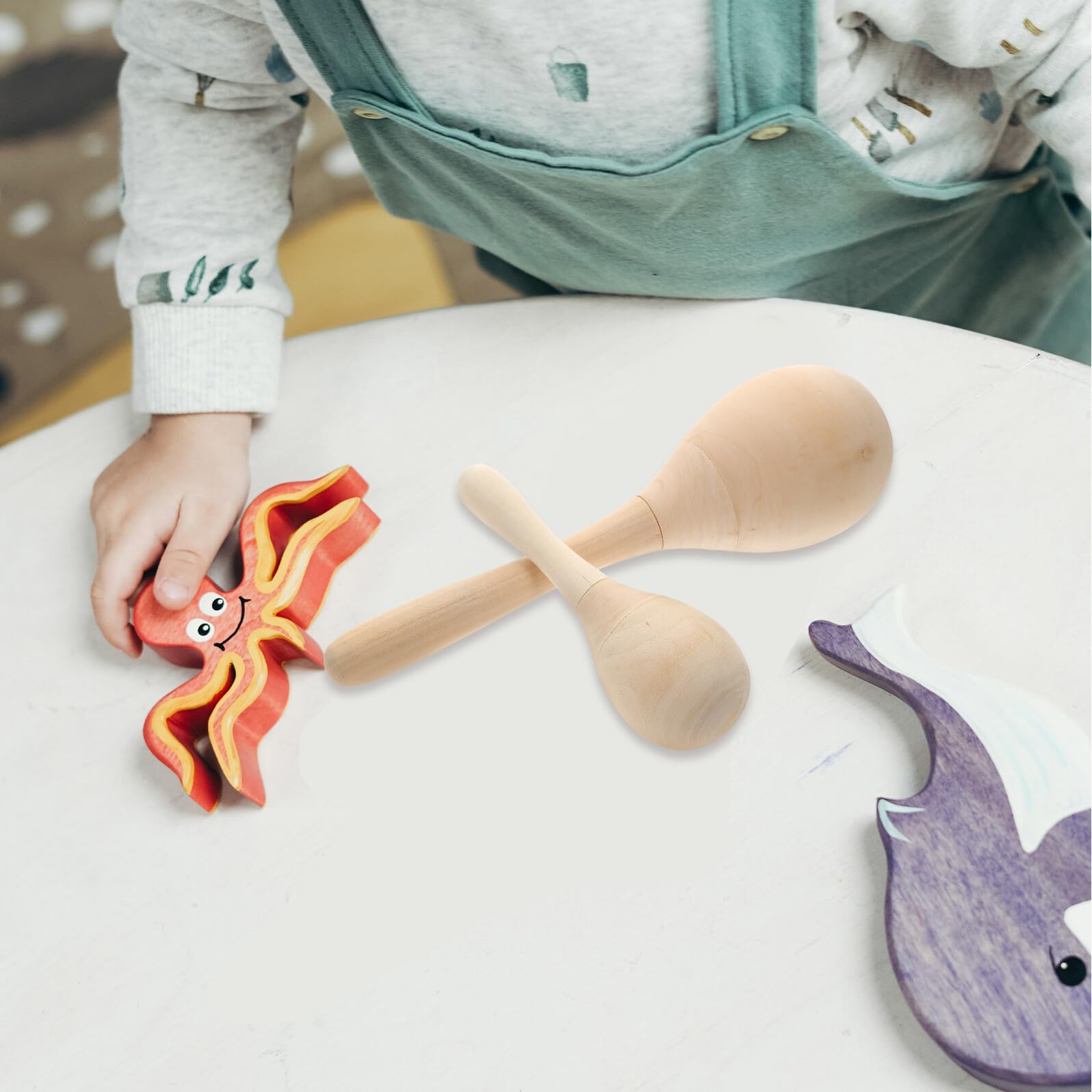 Maracas in Legno Per Ragazzo Ragazza 12 Pezzi Fai Da Te, Strumento Musicale Shaker Compatto, Giocattolo Didattico Creativo Per Scuole e Feste