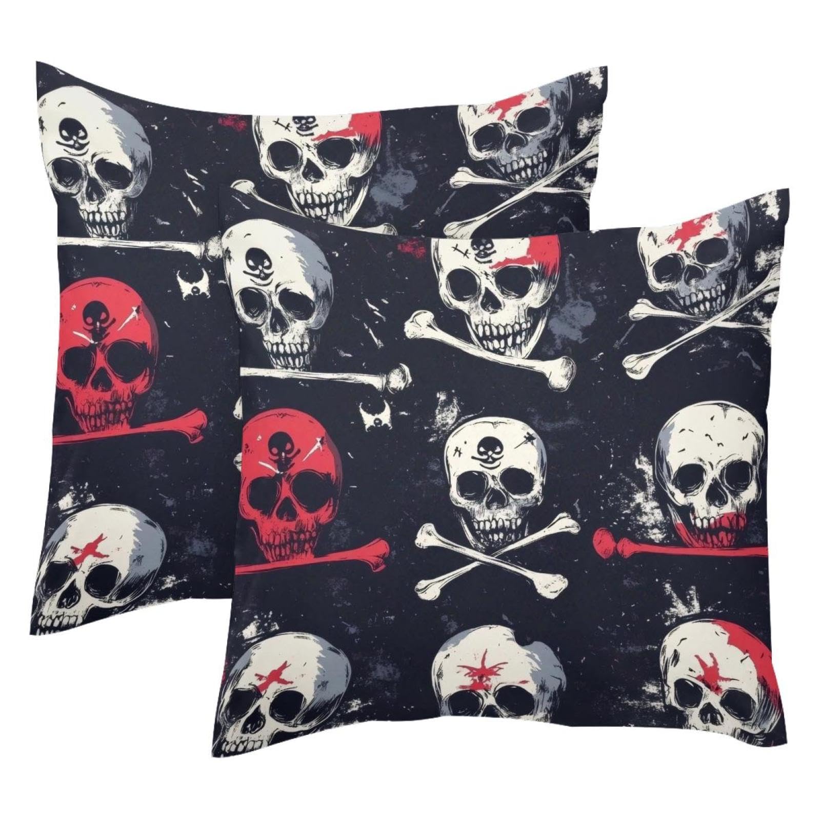 Housses de coussin crâne velours 50x50 anti-plis pour canapé usé