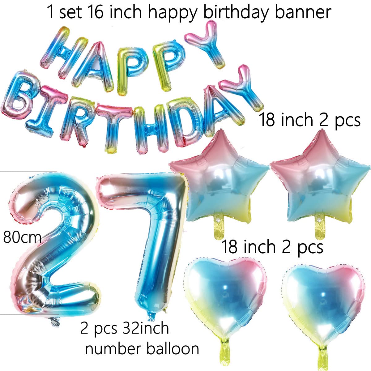 15° compleanno decorazione set 51 palloncini per donne e uomini arcobaleno decorazione compleanno arcobaleno 15 anni compleanno donna decorazione 15 palloncini con ghirlanda Happy Birthday