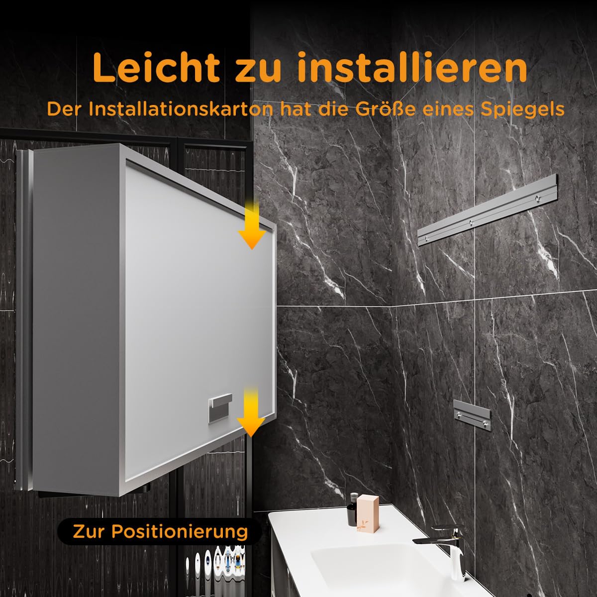 Spiegelschrank Bad mit Beleuchtung 80x60 – LED Badspiegel mit Ablage, Steckdose, Antibeschlag, Touch-Schalter – Wandmontage für modernes Badezimmer