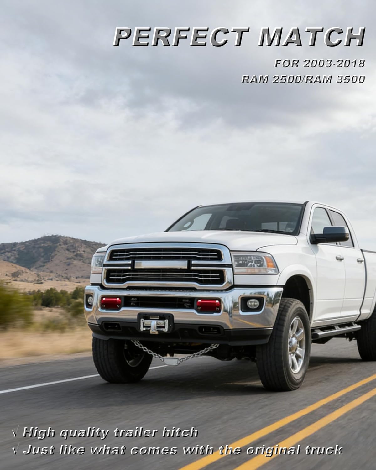 Front Tow Hooks, D-Ring Shackle Compatible with 2003-2018 Ram 2500 3500 2WD & 4WD - Replace OEM 68171791AA, 52020587AB (Red)