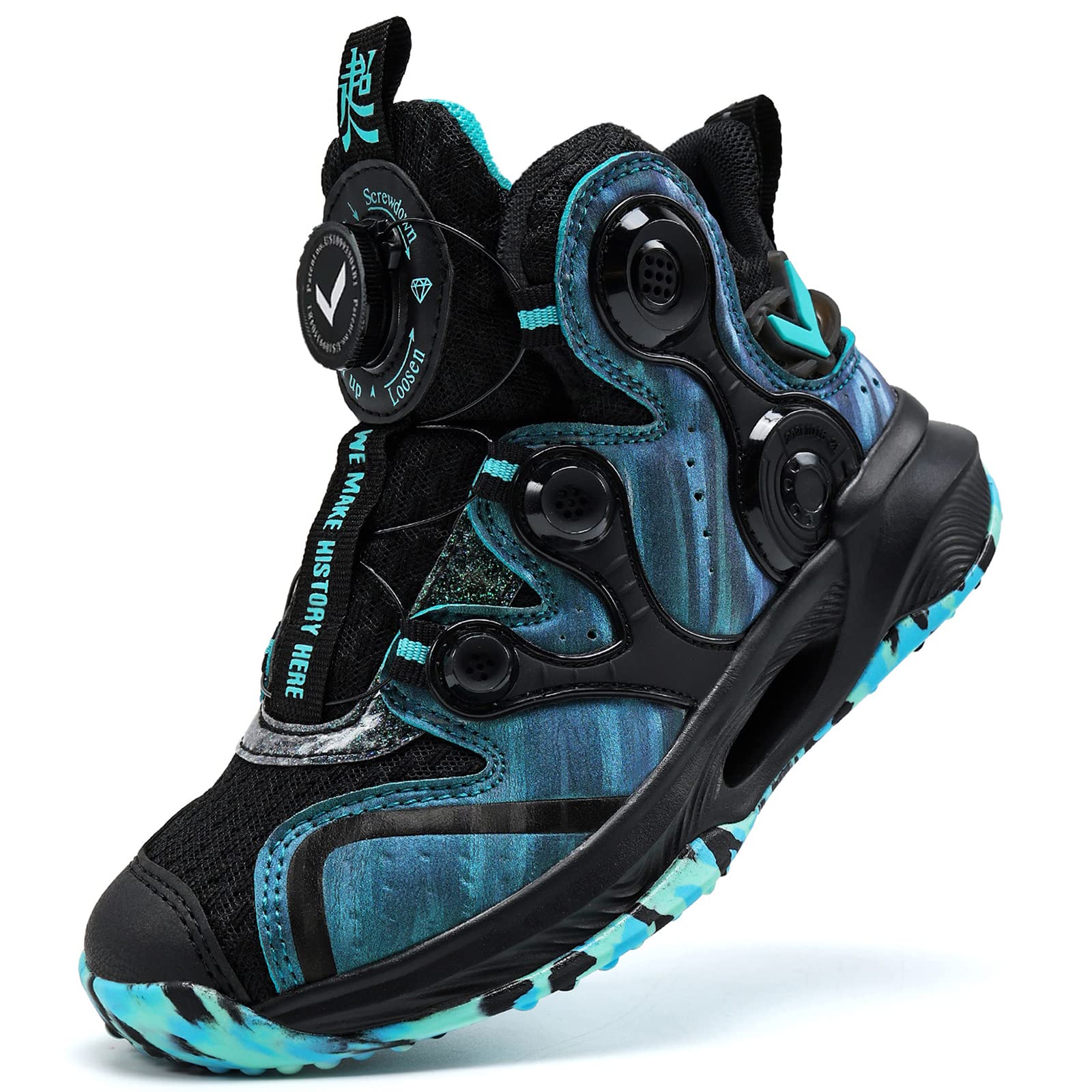 VITUOFLY Kids Basketball Shoes Boys Air Cushion Sneakers Girls Mid Top School Hoops Shoes Non-Slip Outdoor Sports Running Gym Comfortable Durable Little Kid/Big Kid