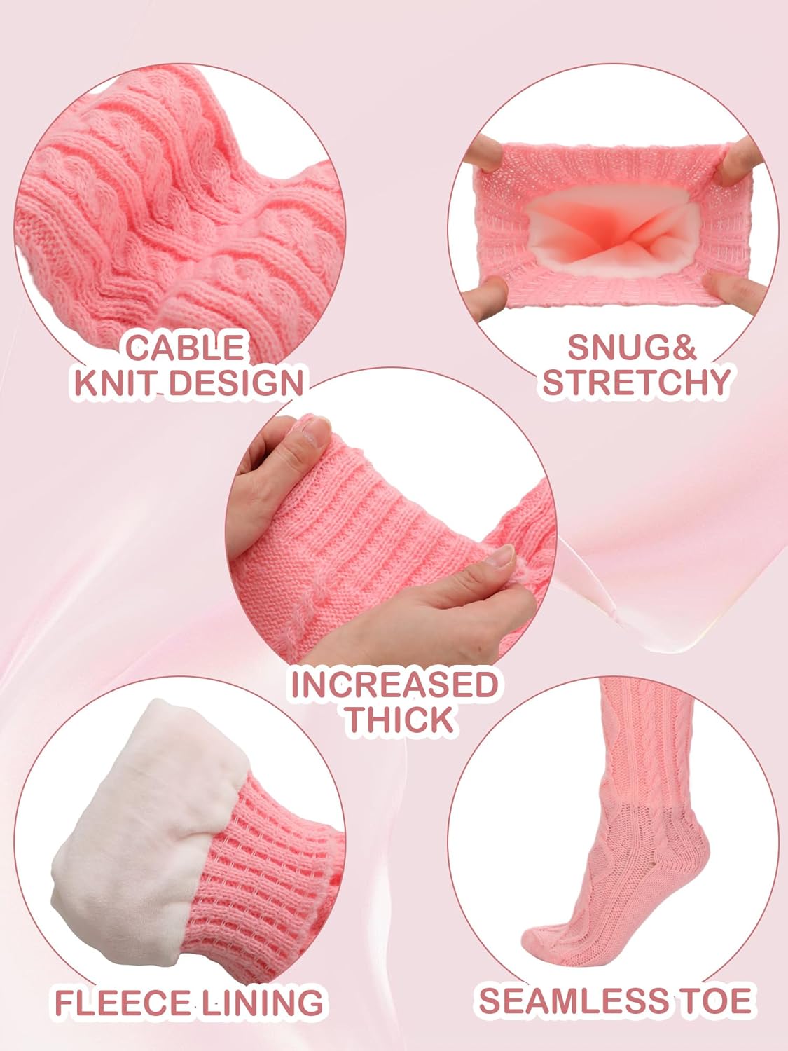 Suhine Women Fleece Lined Thigh High Socks Cable Knit Winter Extra Long Boot Socks Warm Thermal Stocking Warmer - Image 5