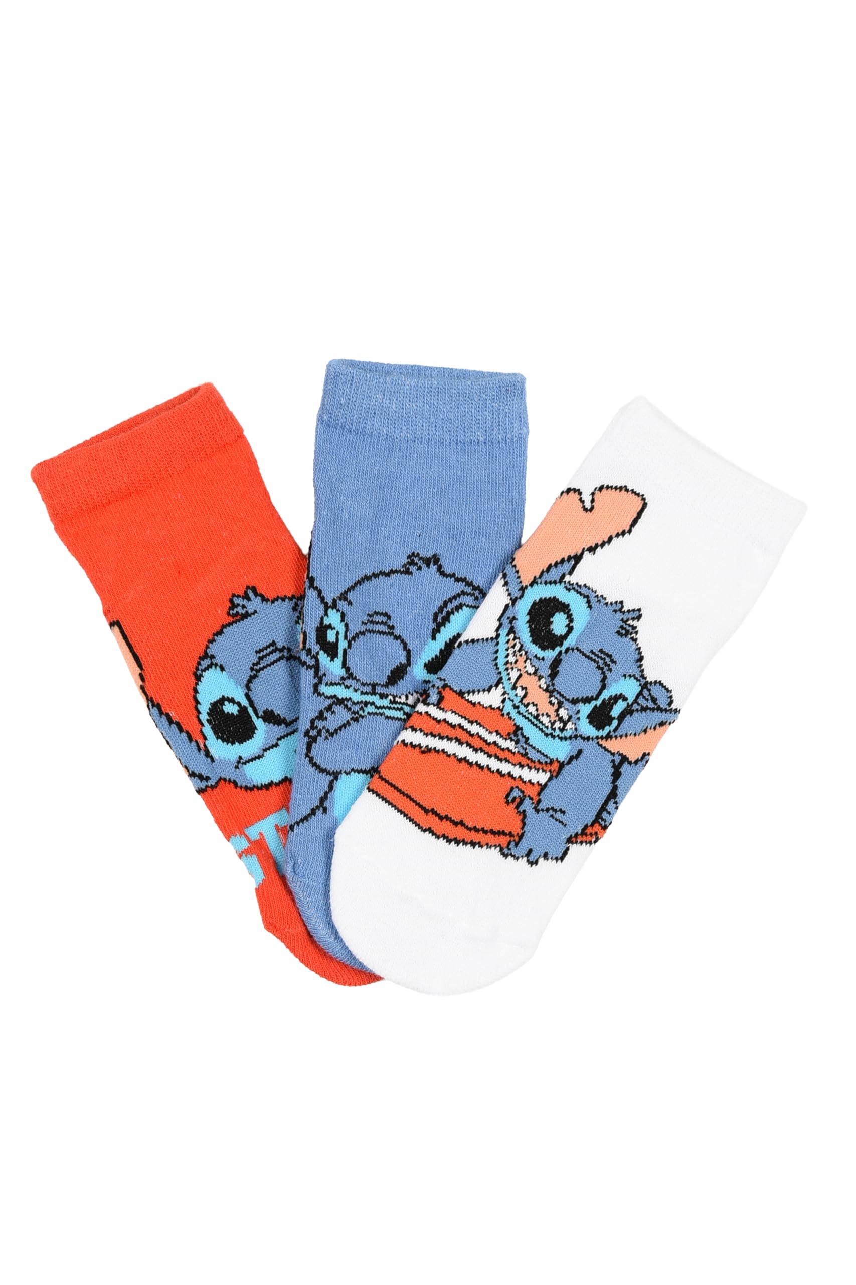 Disney Lilo i Stich, 3 pary bawełnianych skarpet, wielokolorowe