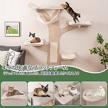 Amazon | GYMAX キャットウォーク キャットタワー 壁付け