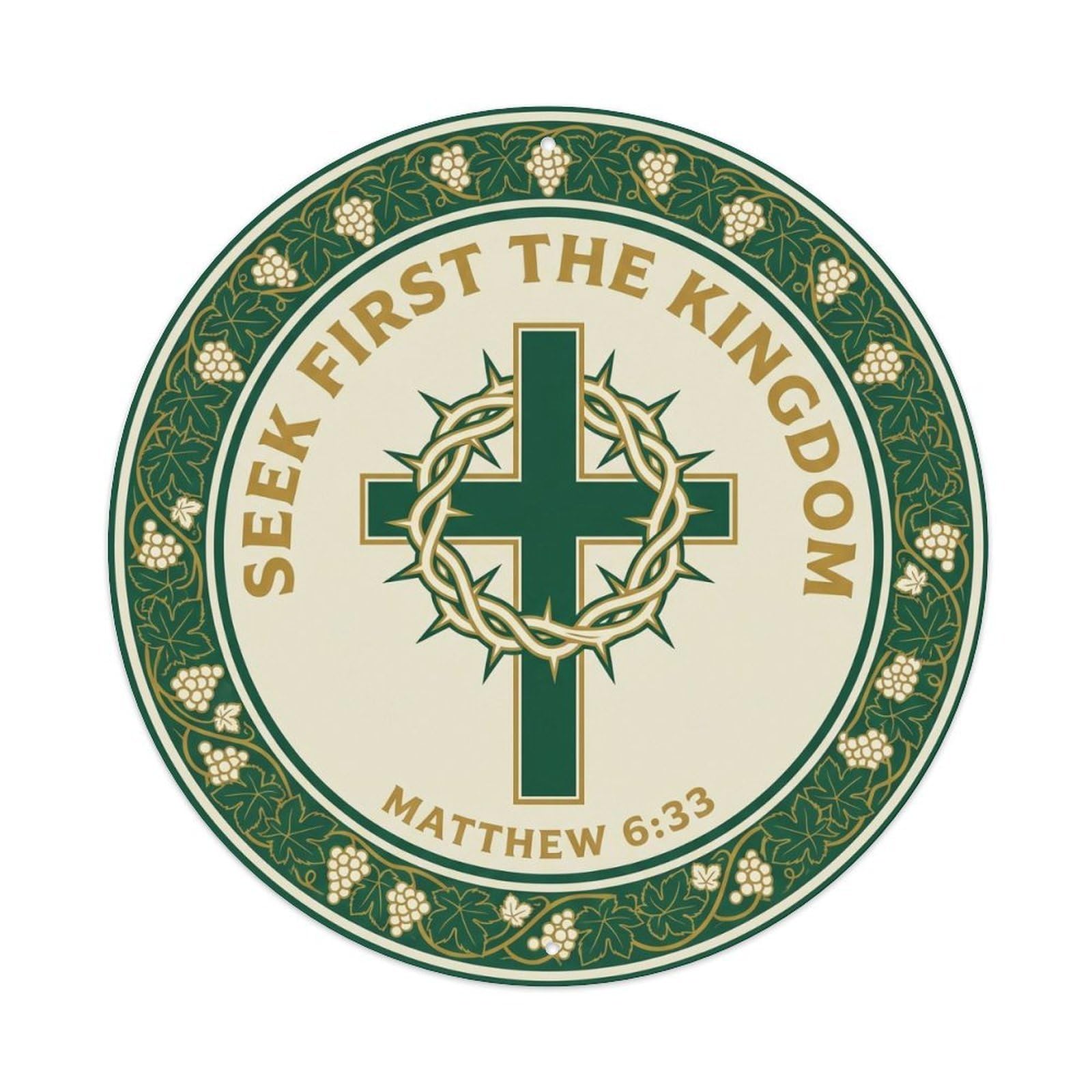 Blessing Medallion Mercy Symbol Gentle Gospel Style Metal Tin Sign Plaque Wall Decor for Cafe, Man Cave, Club Bar, Office, Home Garden Round Metal Poster 8x8Inch