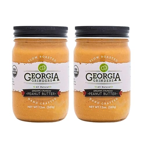 Miniatura 1 de Georgia Grinders Mantequilla de maní crujiente orgánica de 12 onzas (2 unidades) para untar gourmet gruesa, orgánica, apta para dieta cetogénica y